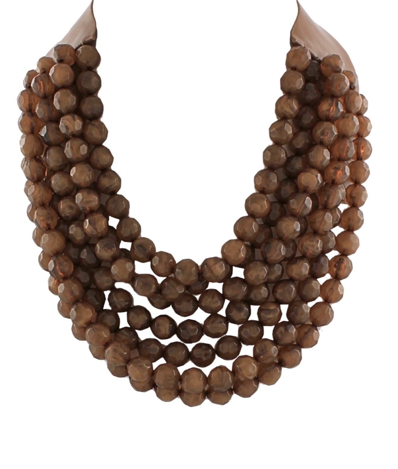 Seven Layered Faceted Bead Necklace | Dark Brown