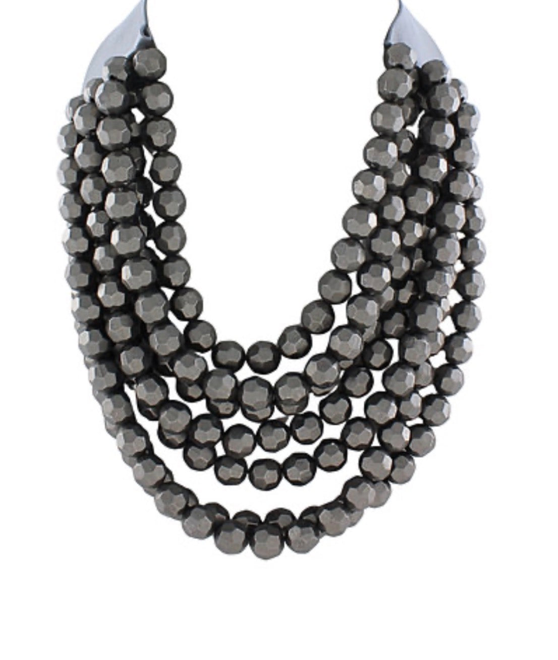 Seven Layered Faceted Bead Necklace | Hematite