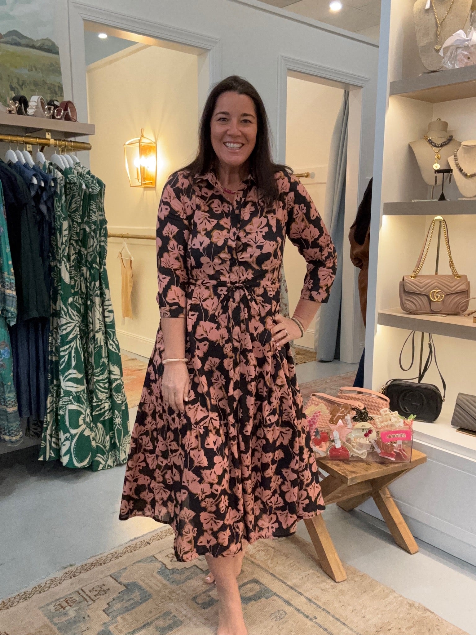 black pink flower dress Floral XL %0D%0A%0D%0A%26nbsp%3B%0D%0A%26nbsp%3B%0D%0A*%26nbsp%3BOrder%20one%20size%20up%20for%20a%20relaxed%20fit Katherine Black Pink Floral Swing