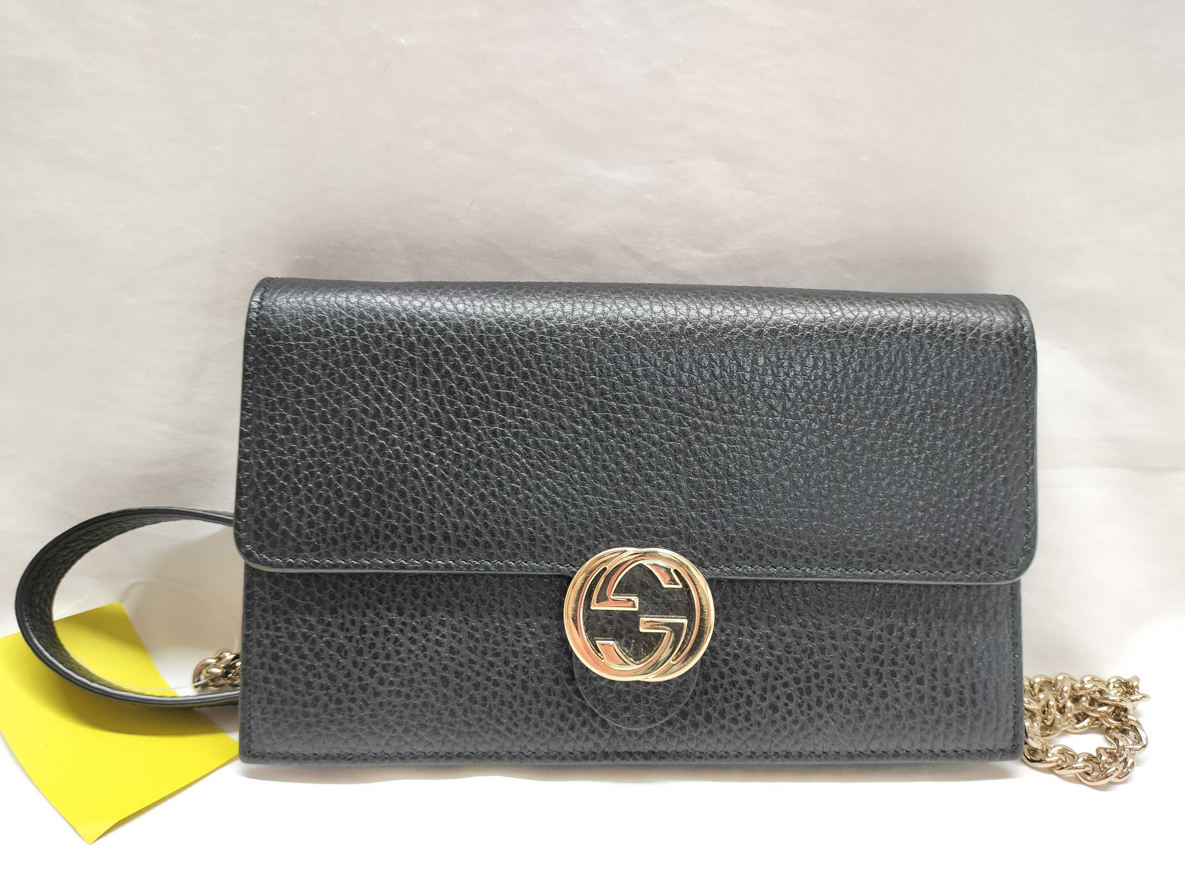 Gucci Interlocking Chain Wallet Black Shoulder Bag