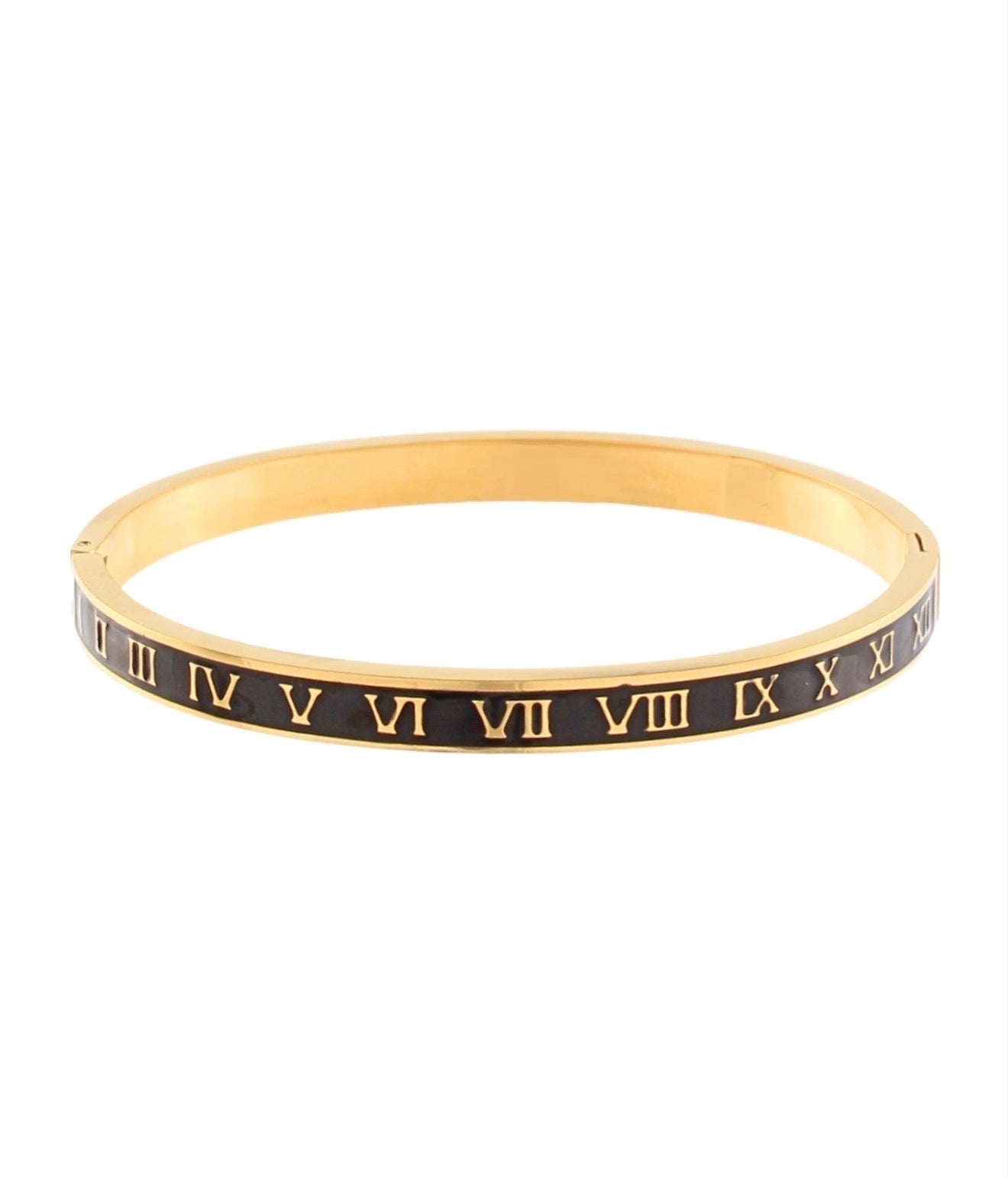 Roman Number Bangle | Black