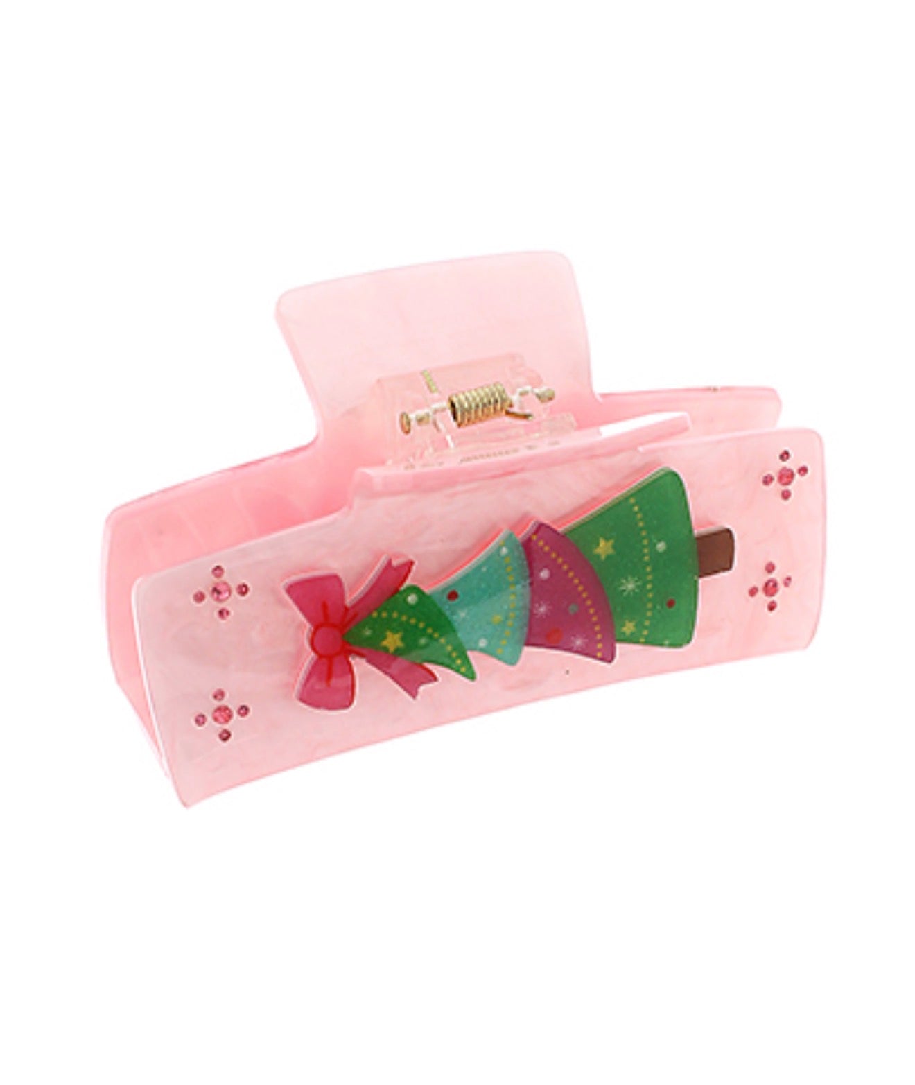 Christmas Tree Print Claw Hair Clip | Pink