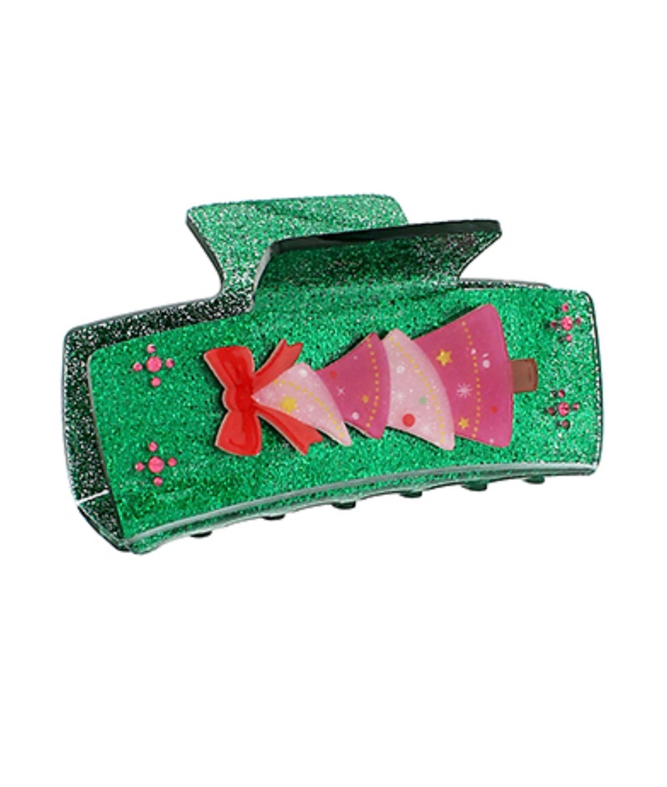 Christmas Tree Print Claw Hair Clip | Green