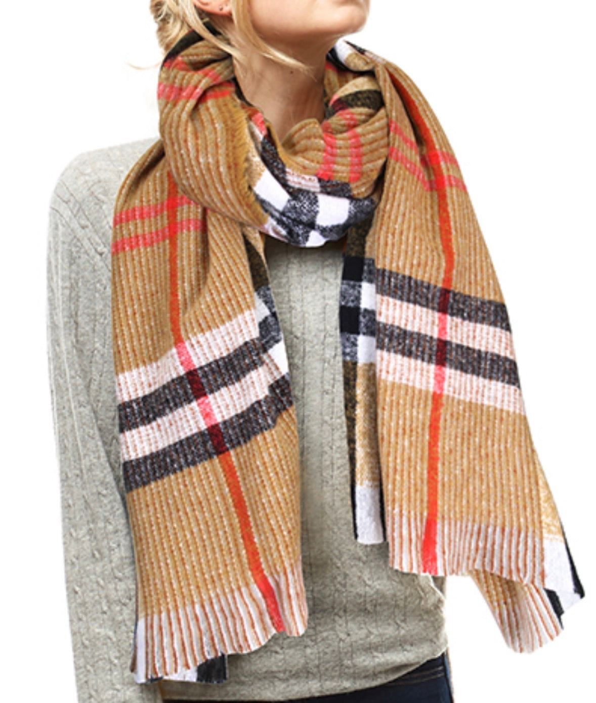 Plaid Pattern Scarf | Beige