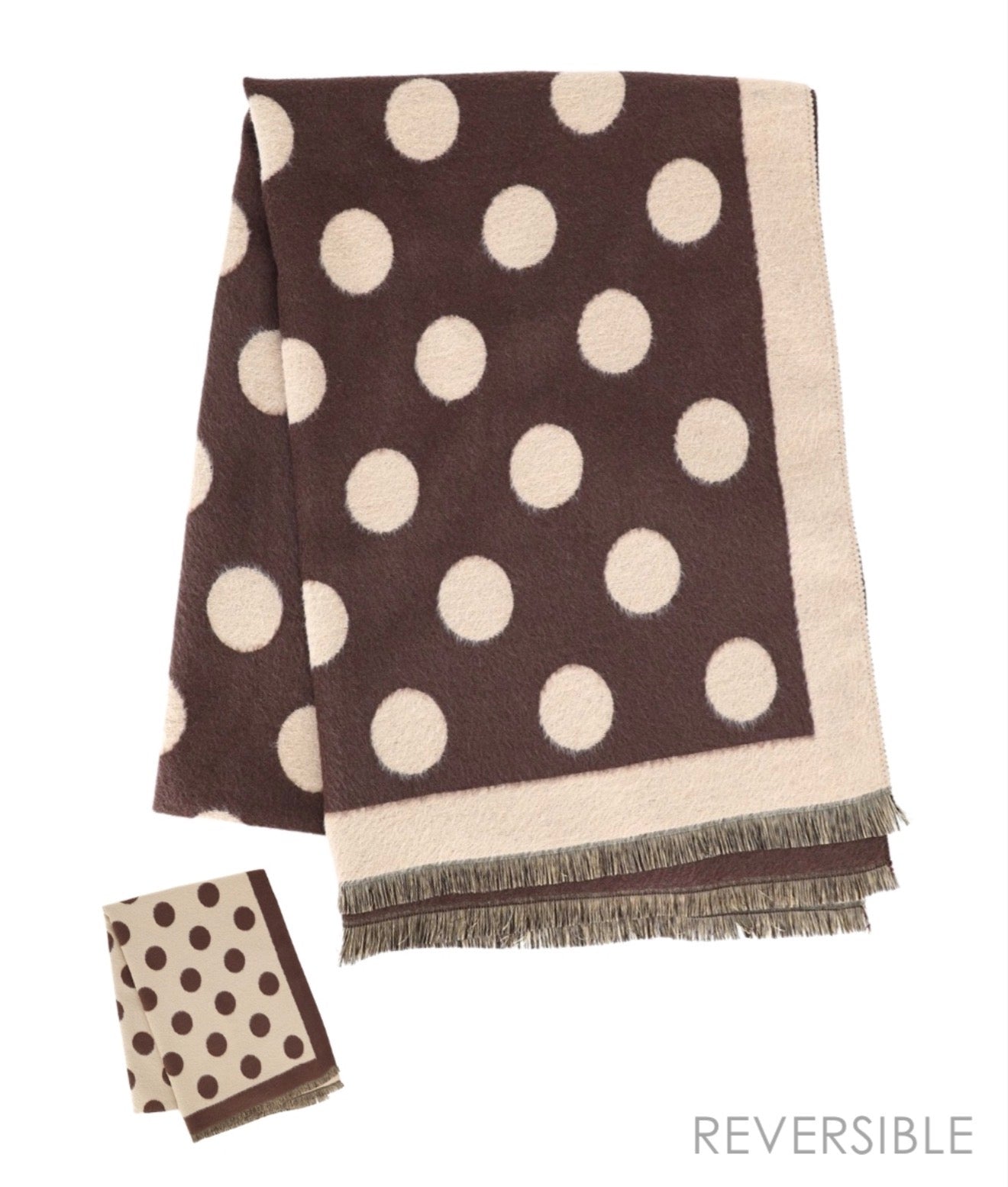 Twotone Polka Dot Reversible Scarf | Brown & Beige