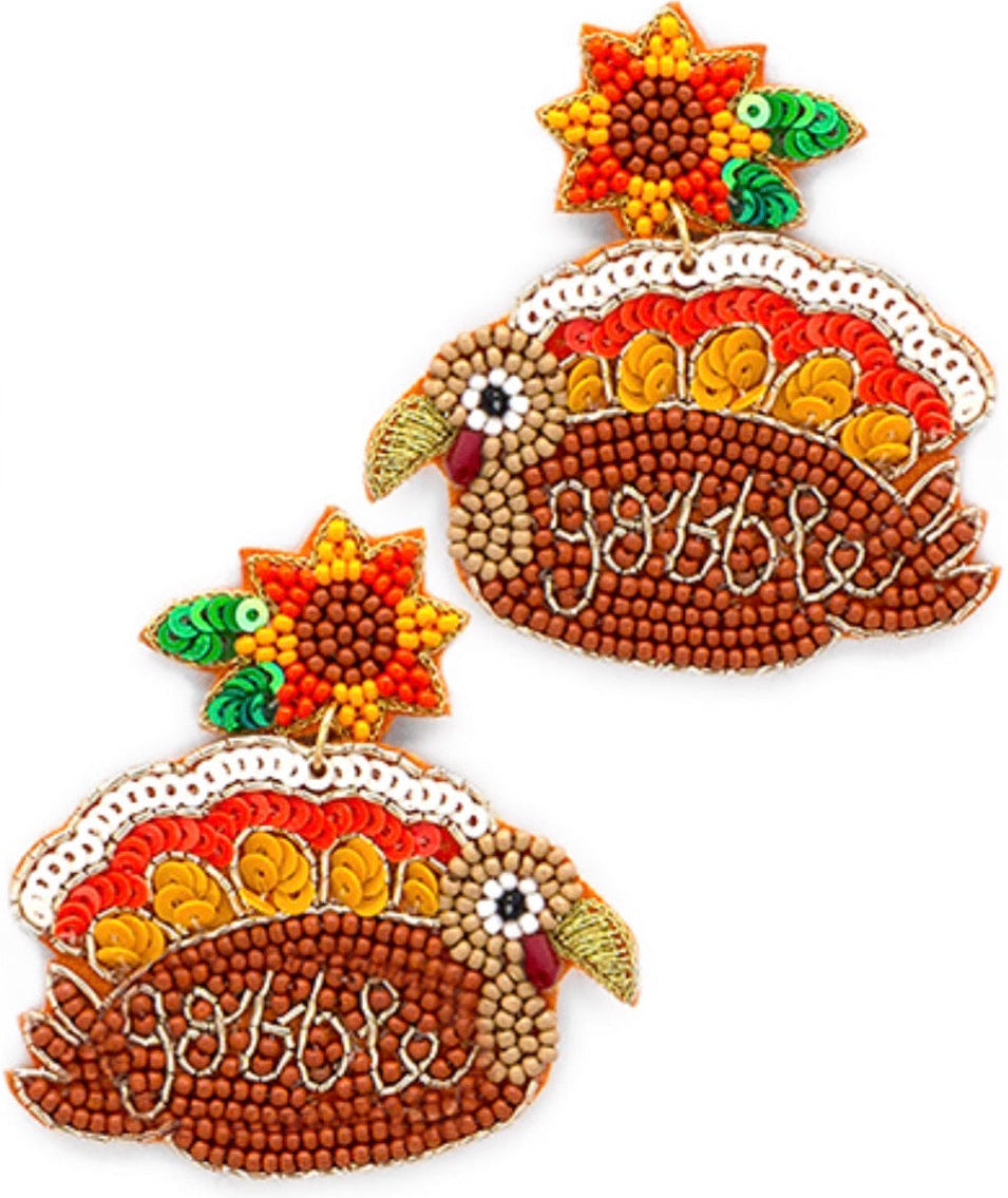 Gobble Turkey Bead Earring