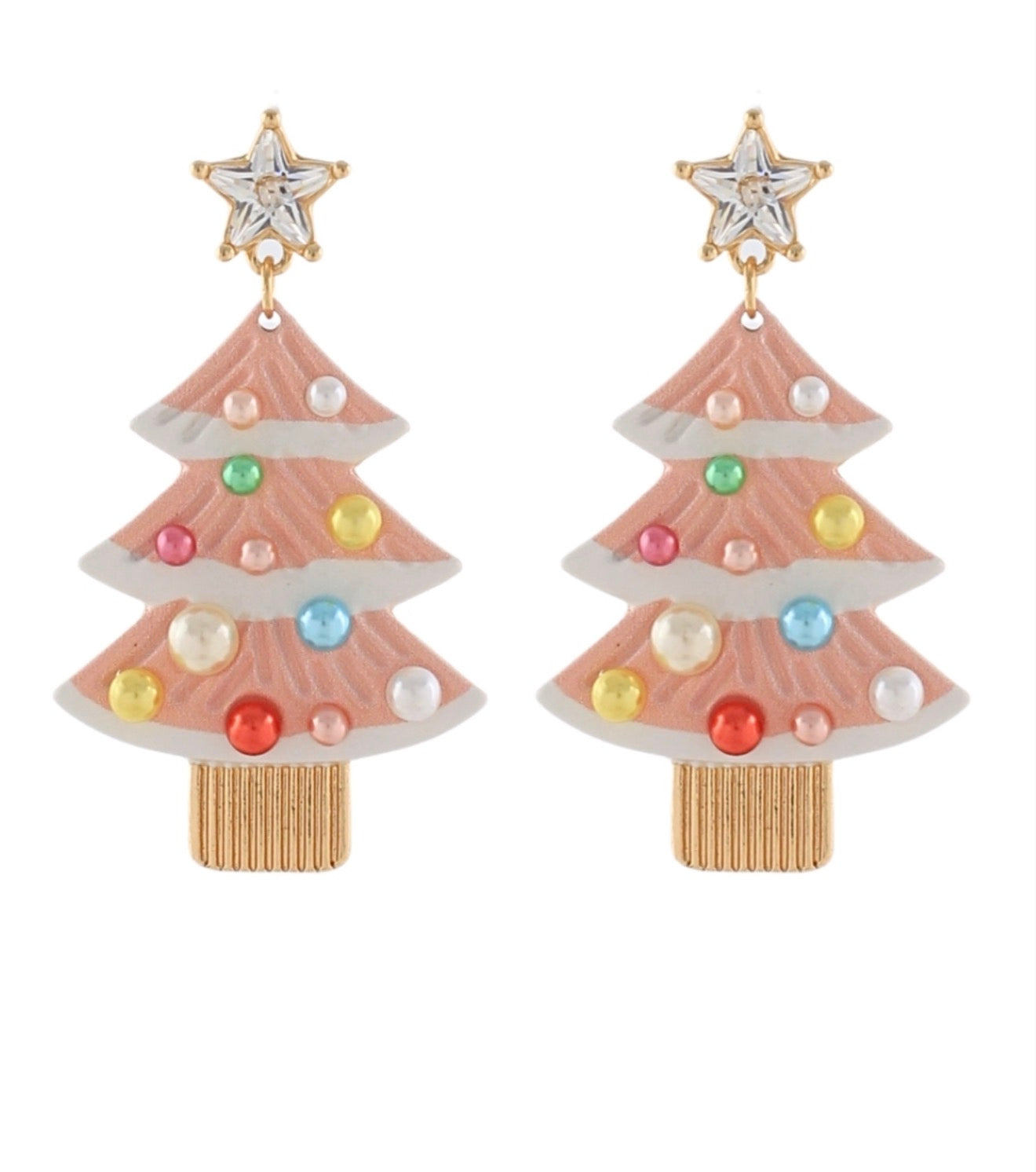 Christmas Tree with Pearl Earrings | Light Pink