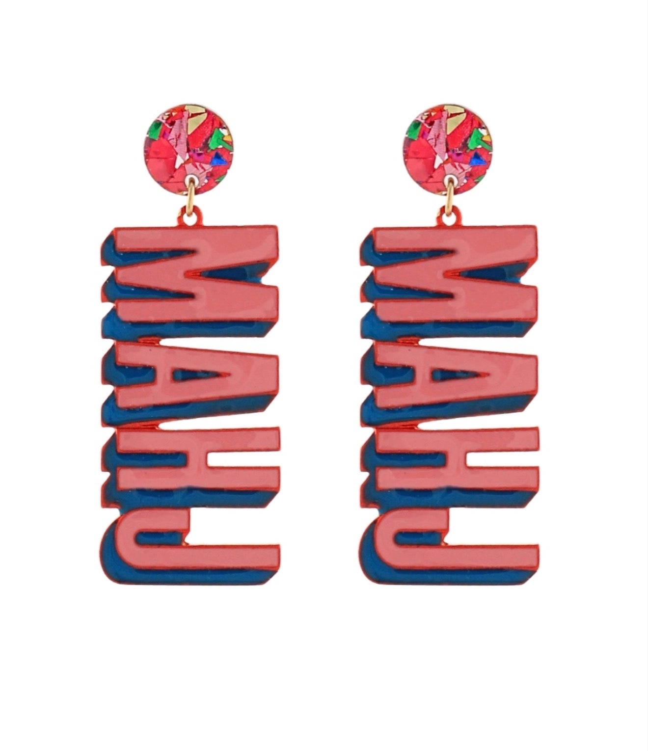MAHJ Mahjong Glass Earring | Fuchsia