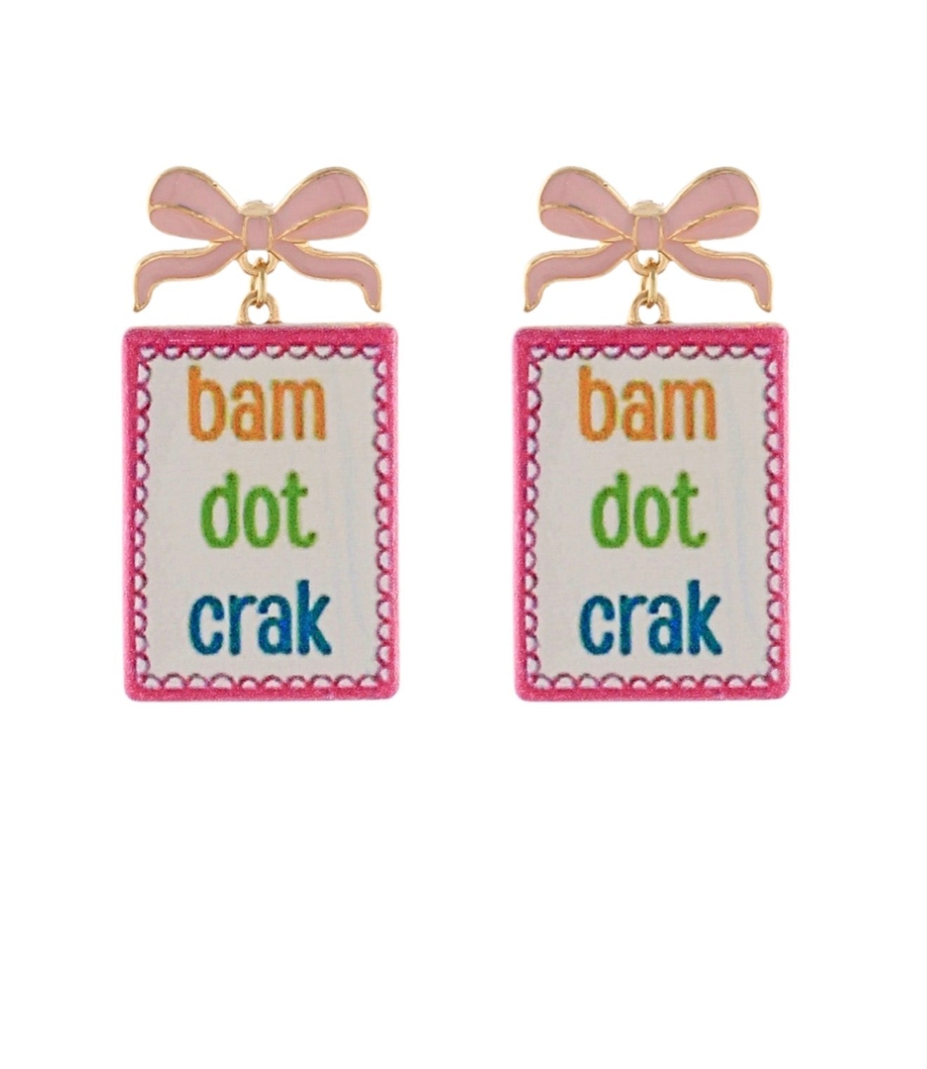 Mahjong Bam, Dot, Crack Earrings | Pink Multi