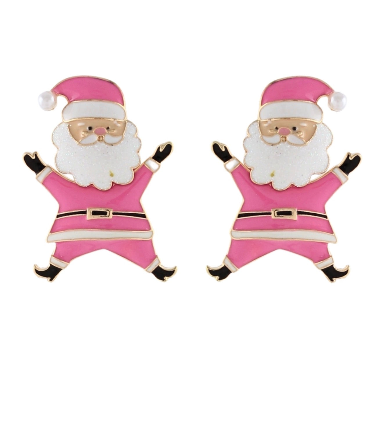 Christmas Santa with Glitter Earrings | Pink
