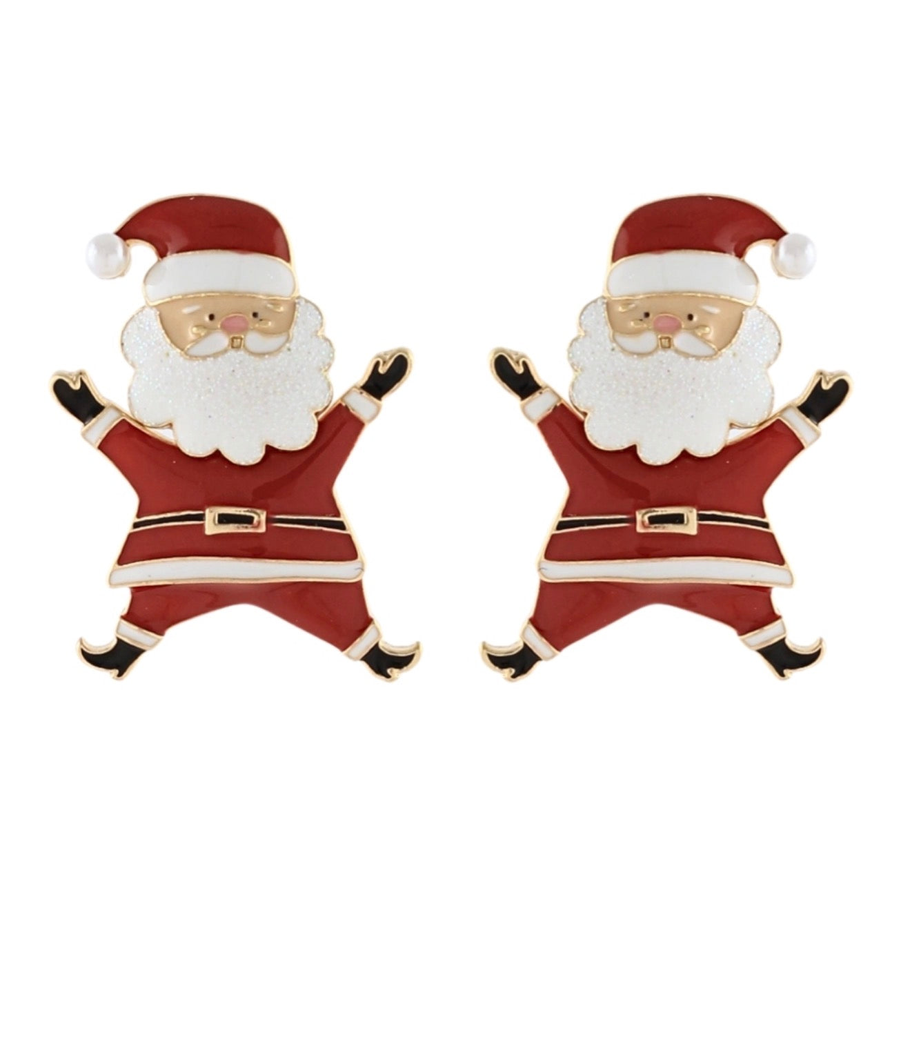 Christmas Santa with Glitter Earrings | Red