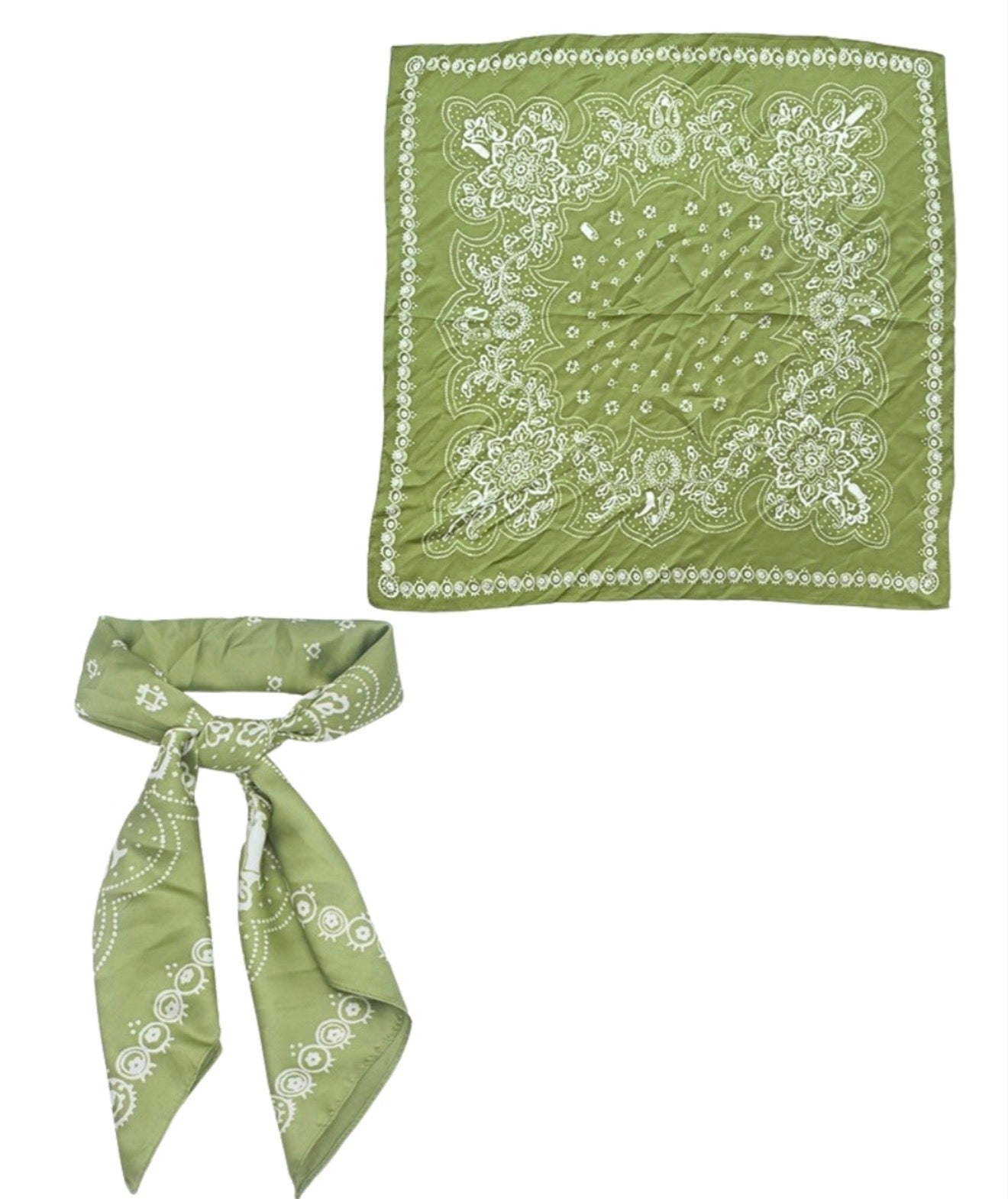 Arabesque Floral Print Bandana | Olive
