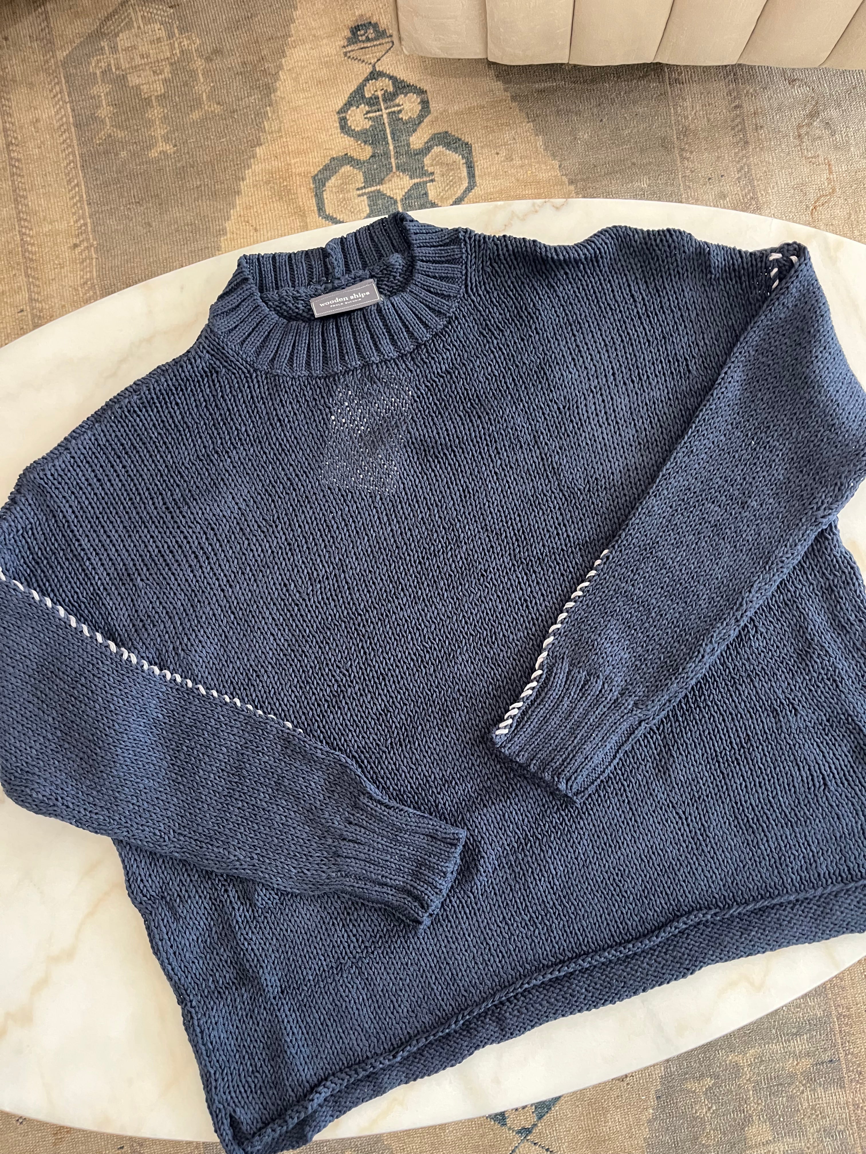 Topstitch Crew Sweater | Navy
