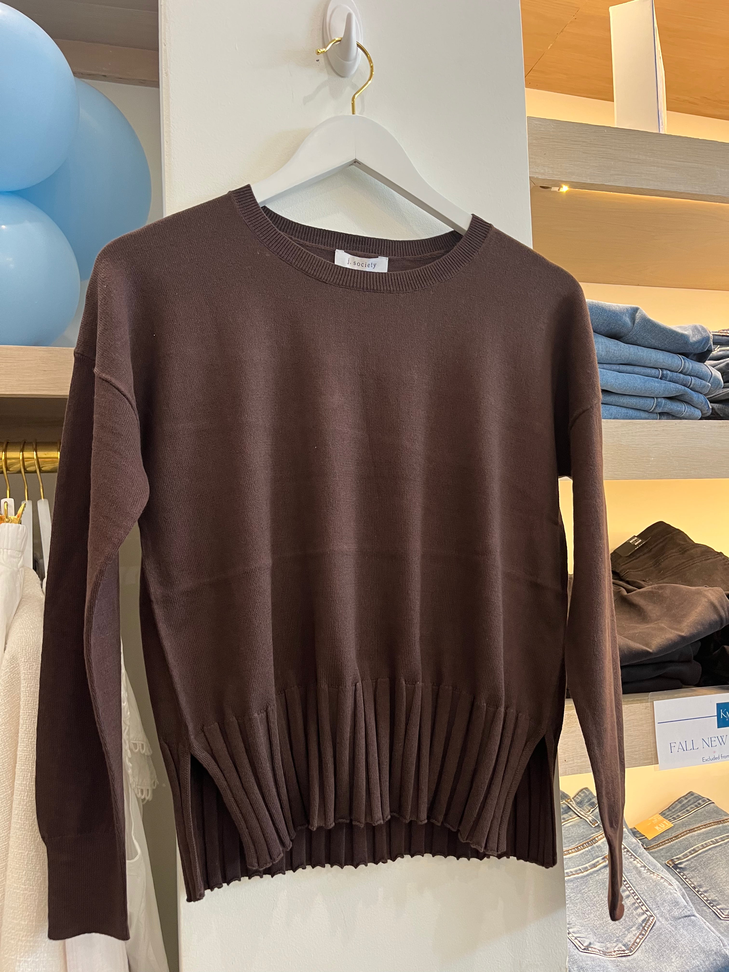 Ribbed Hem Crewneck I Coffee Bean