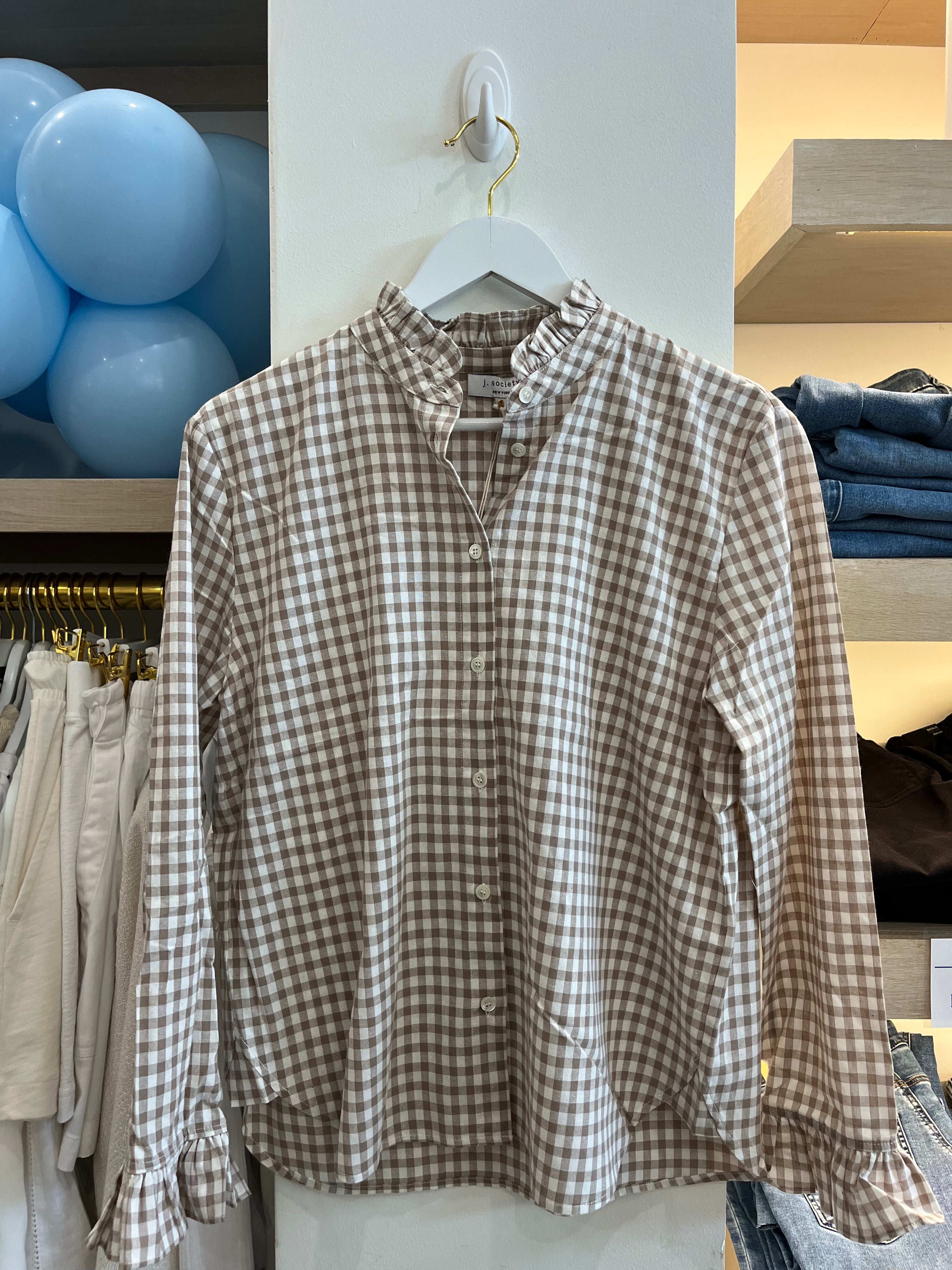 Gingham Button Down I Taupe