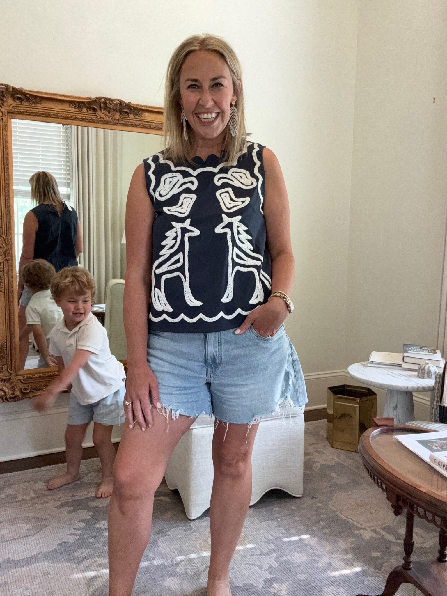 Taylor Sleeveless Top | Navy