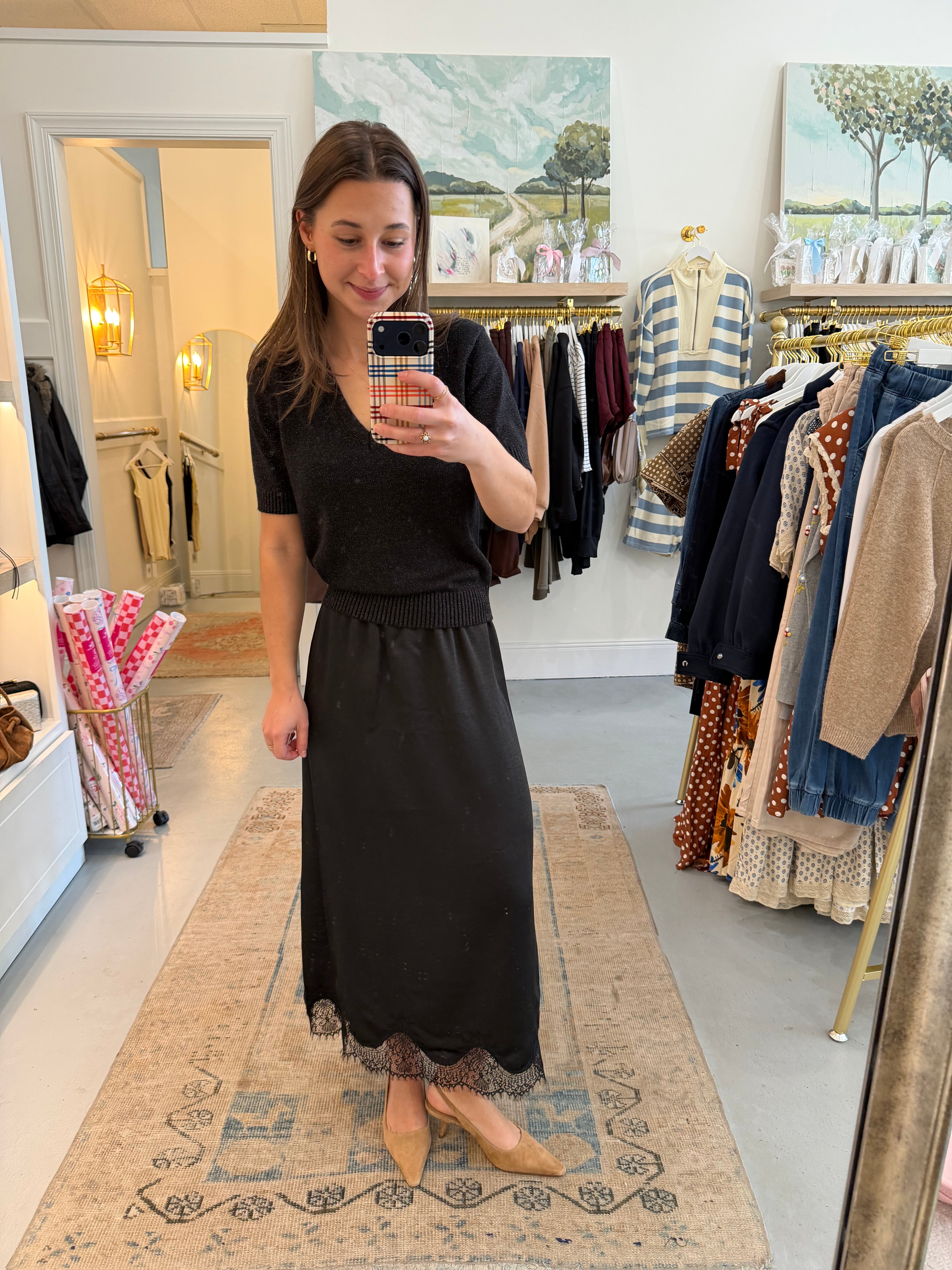 Jules Satin Skirt | Black