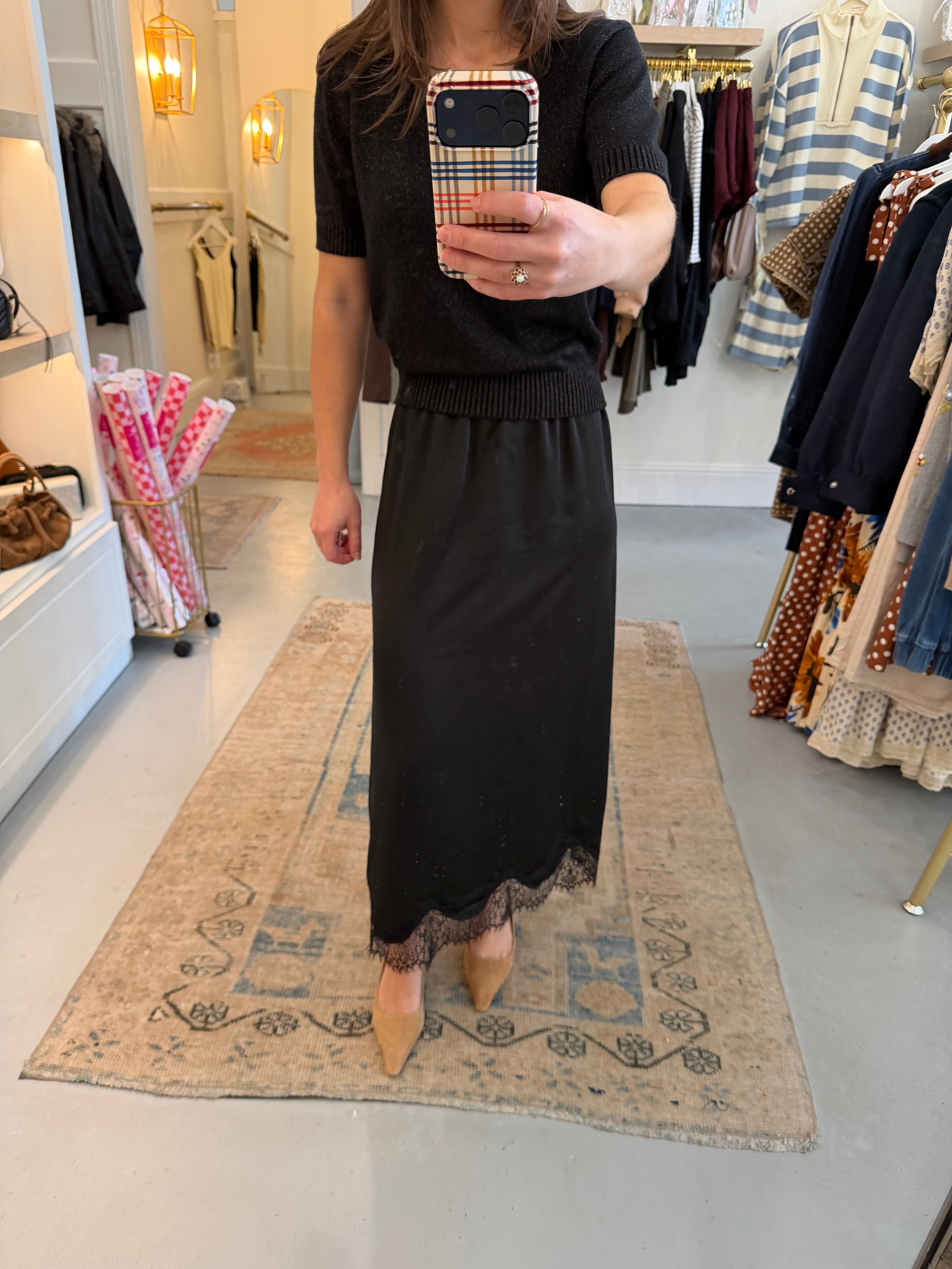 Jules Satin Skirt | Black
