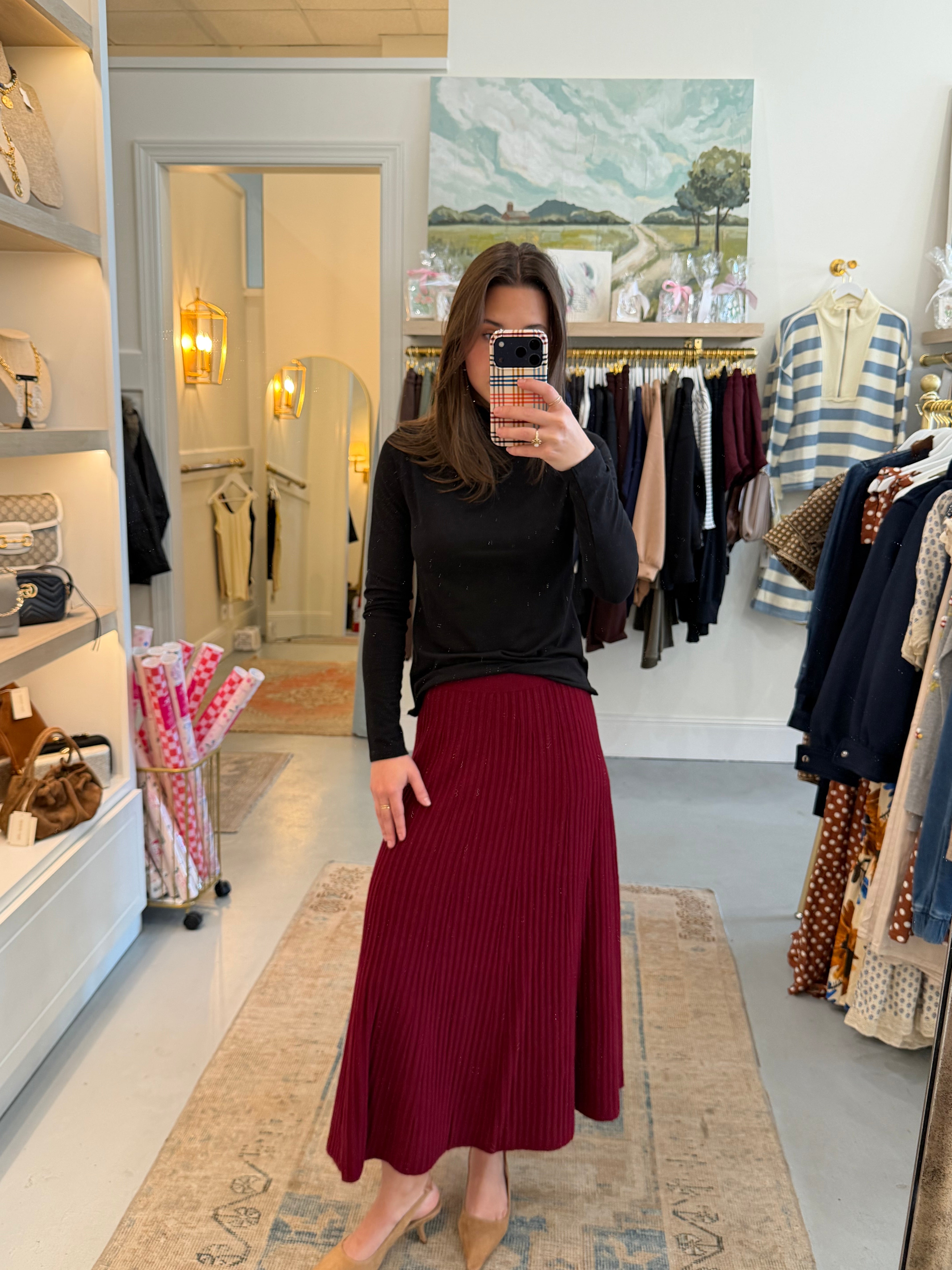 Knit Flared Skirt | Wineberry