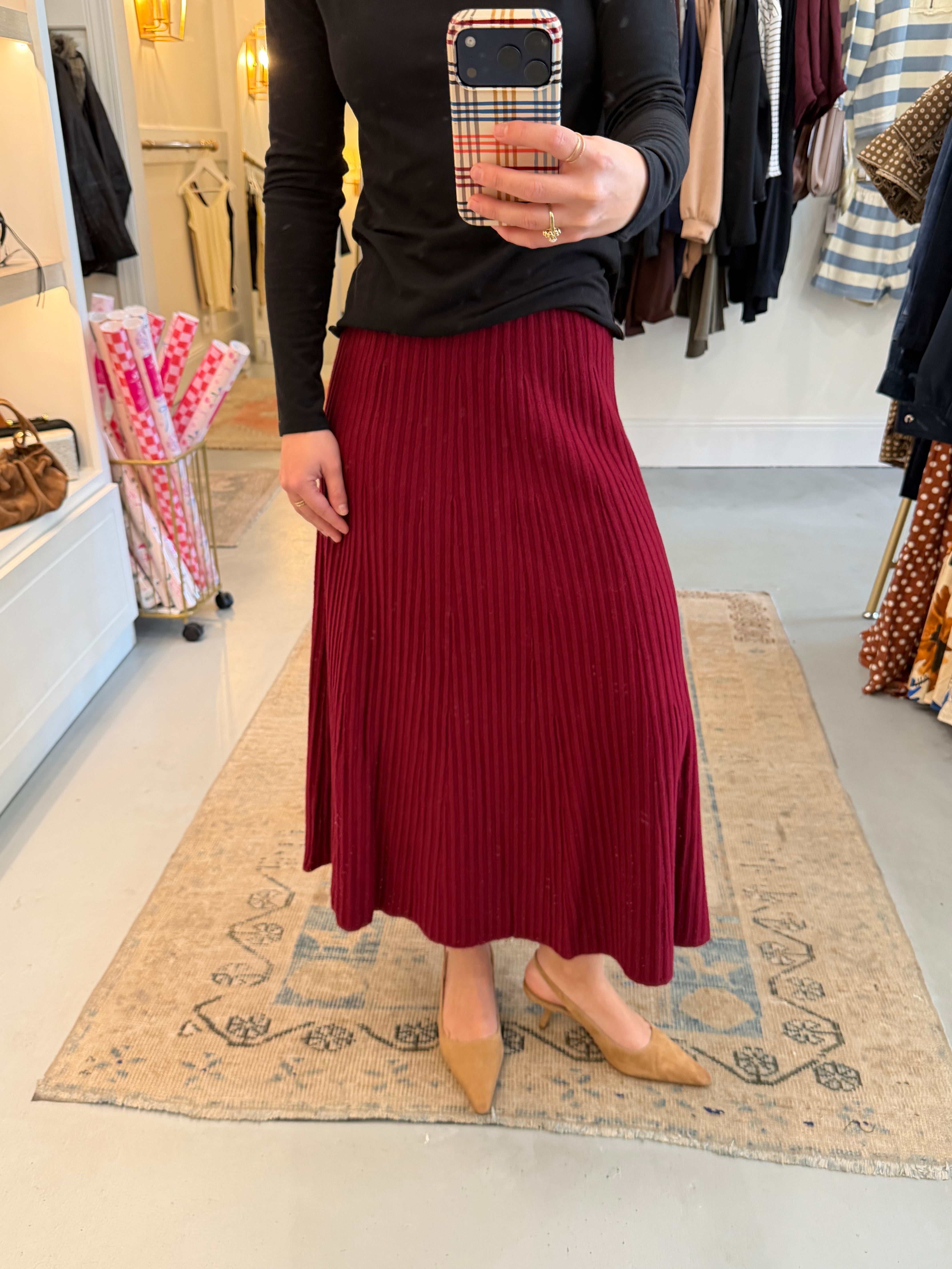 Knit Flared Skirt | Wineberry