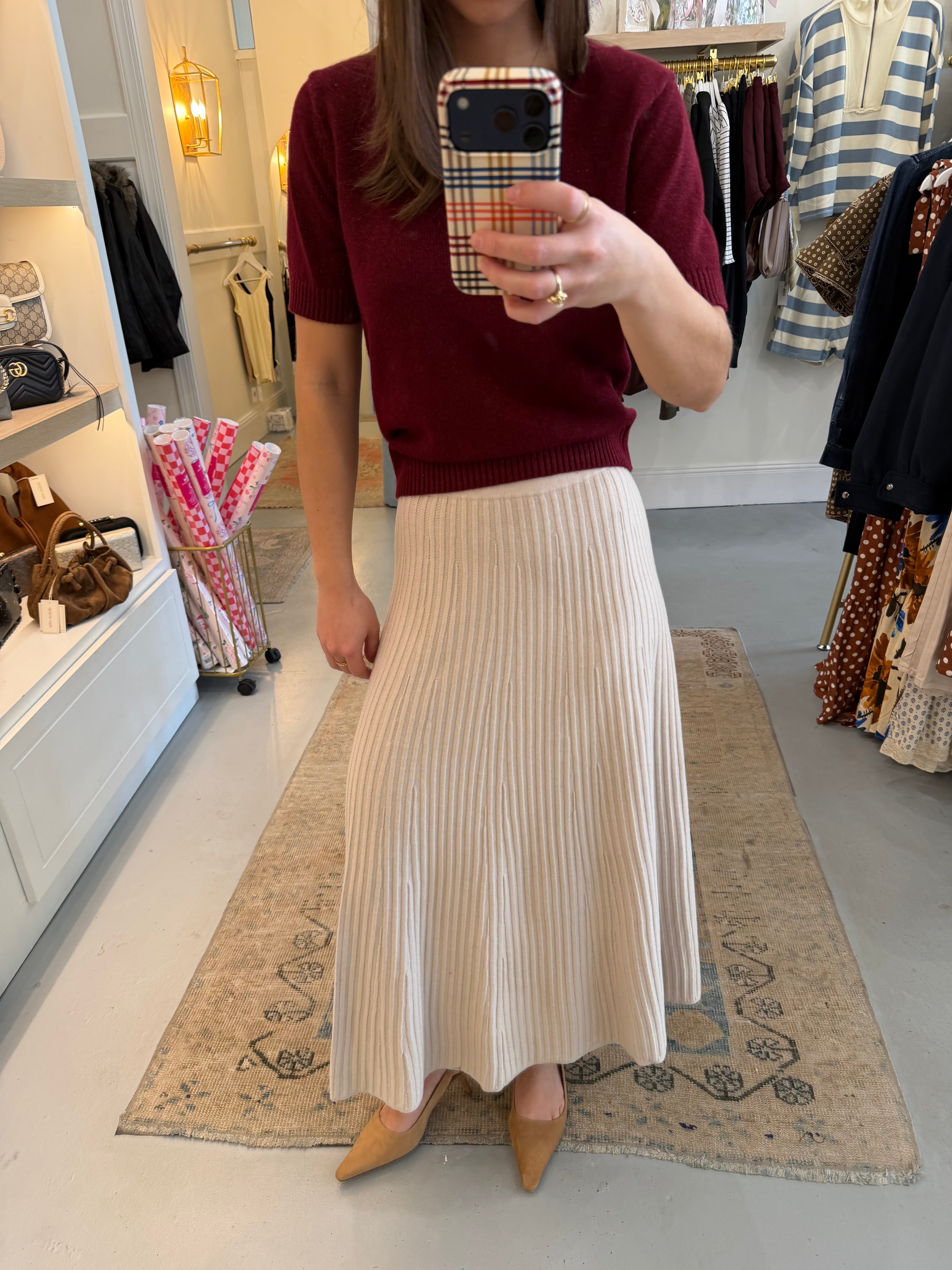 Knit Flared Skirt | Dove