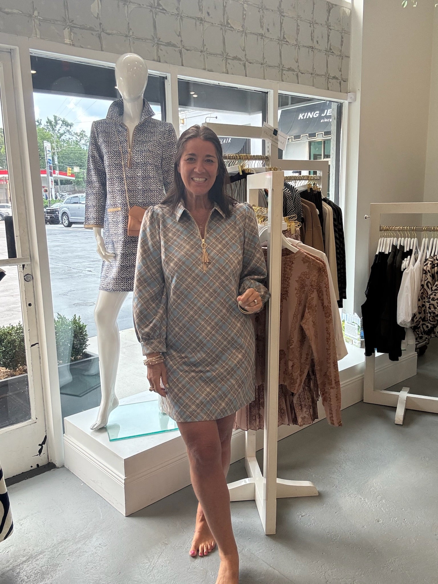 Melanie Knit Plaid Dress