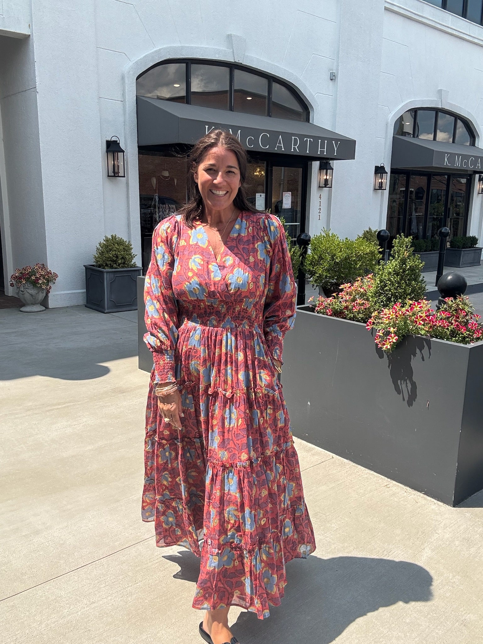 V-Neck Smocked Waist Midi I Kildare Dress