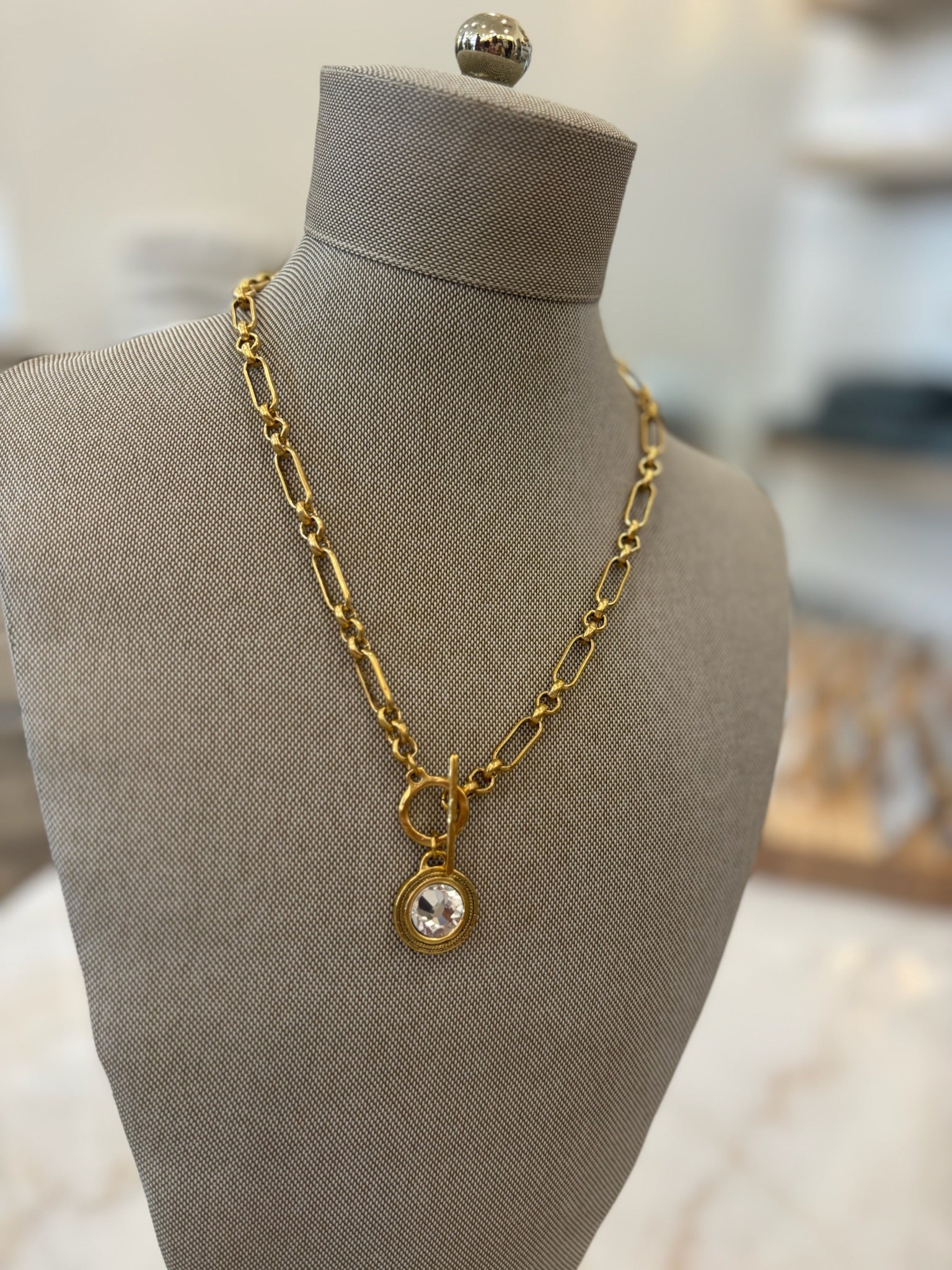 Swarovski Crystal Pendant on Link Chain