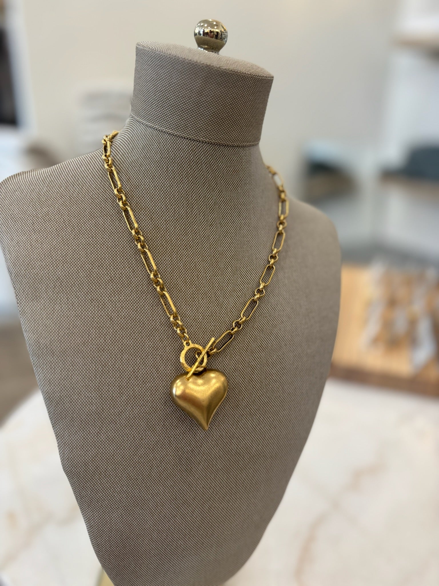 Puffy Heart on Link Chain