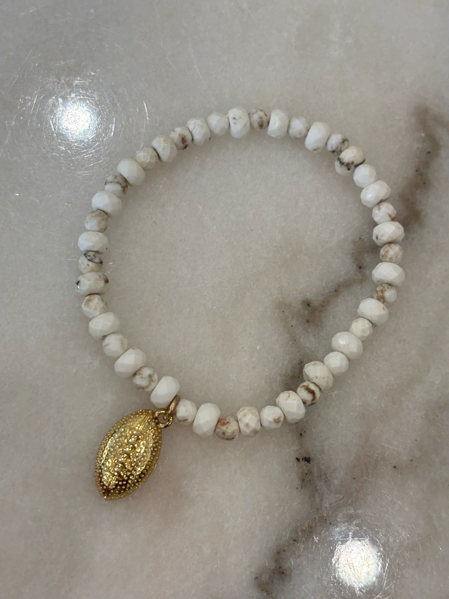 White Beaded Bracelet | Football