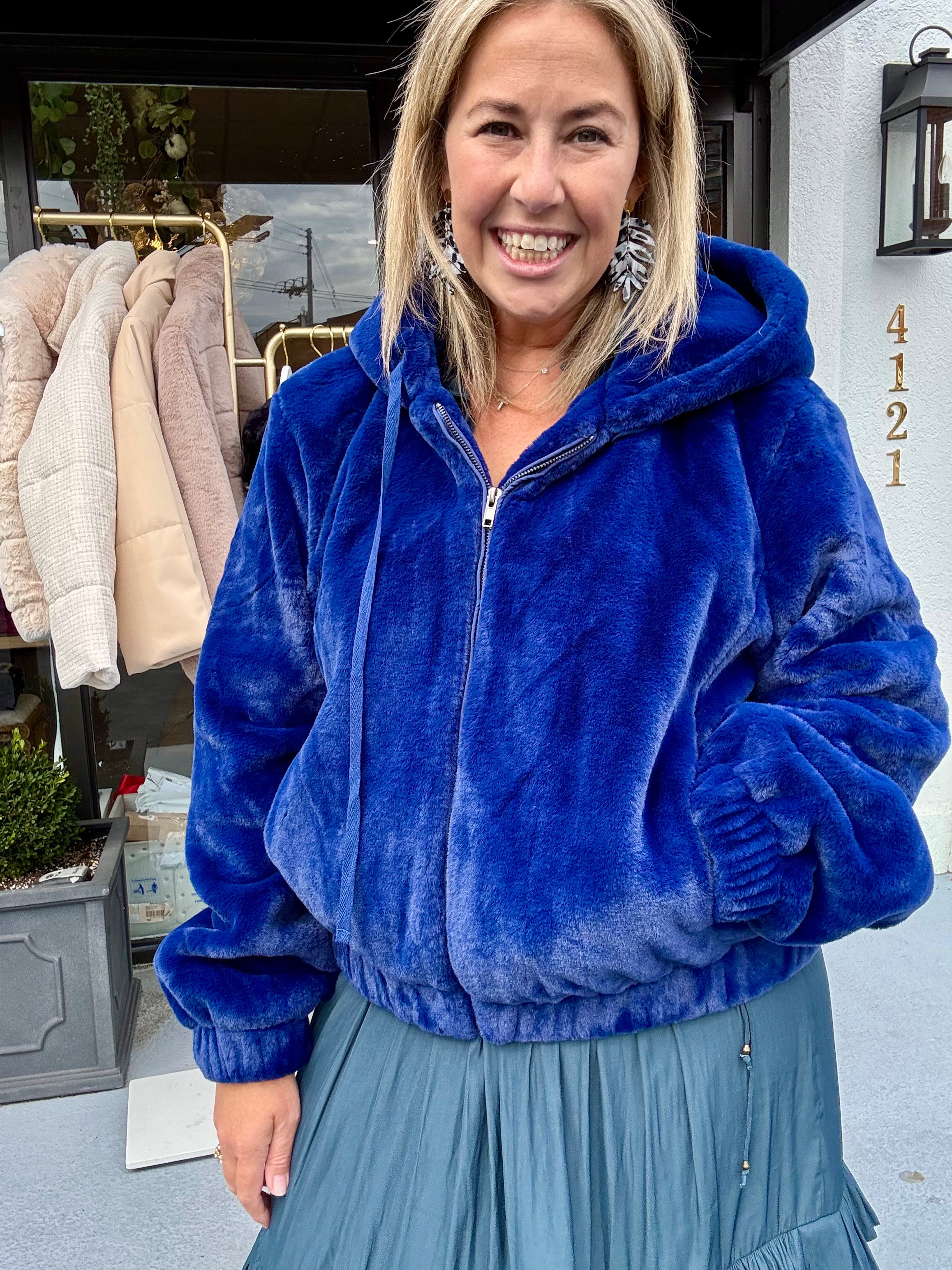 Maureen Faux Fur Jacket Blue K. McCarthy