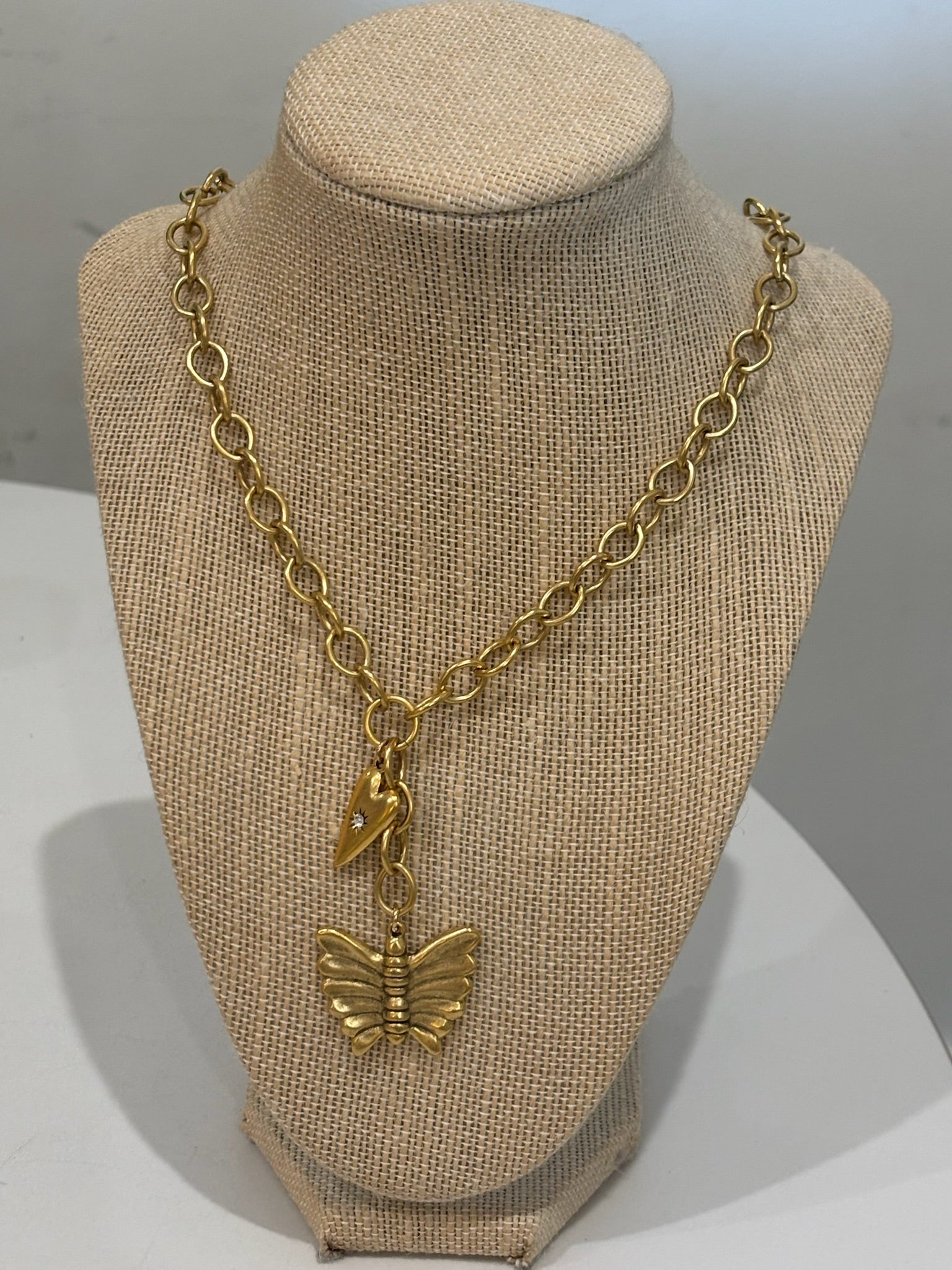 Butterfly and Heart Necklace
