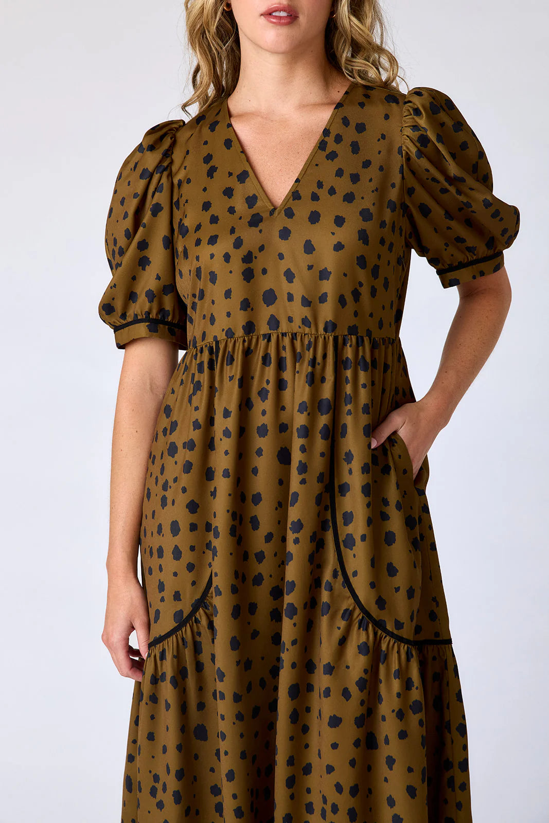 brown dress with spots Dorothy Spot Midi Dress