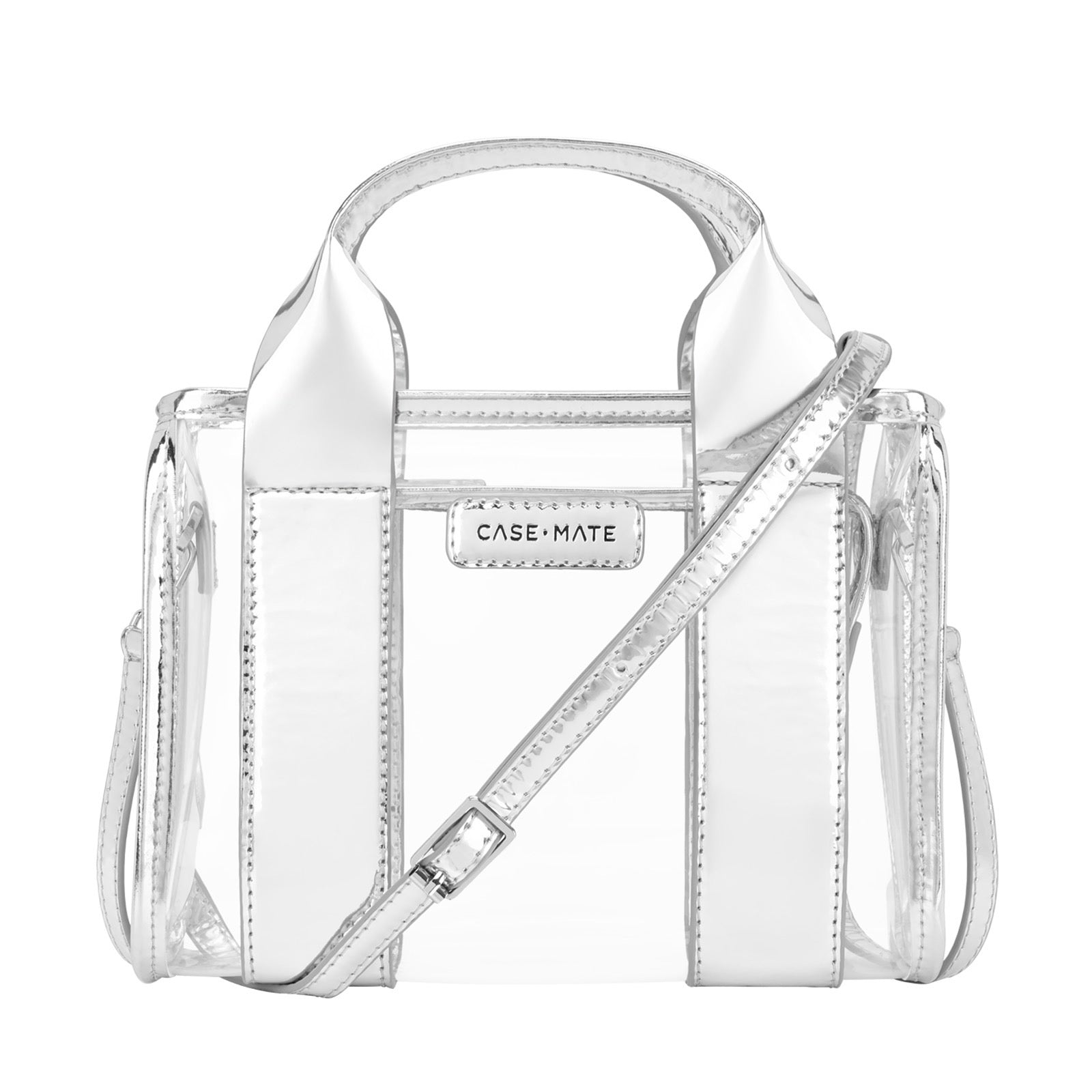 Stadium Tote with Strap | Silver Chrome