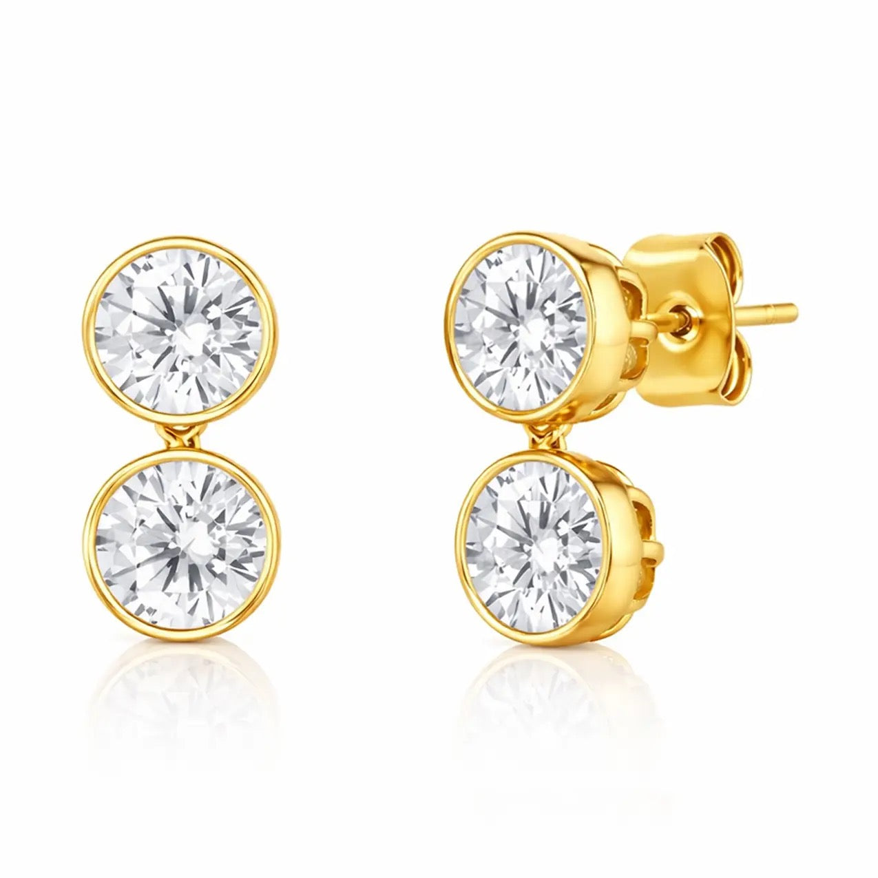 Bezel Double CZ Studs