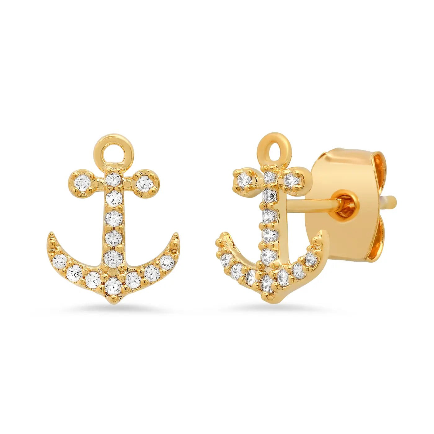 Pave Anchor Stud Earrings