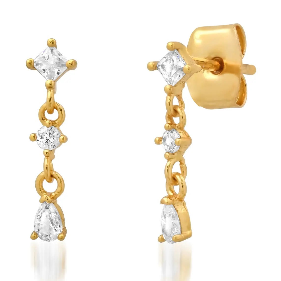 Mixed Shape CZ Dangle Studs
