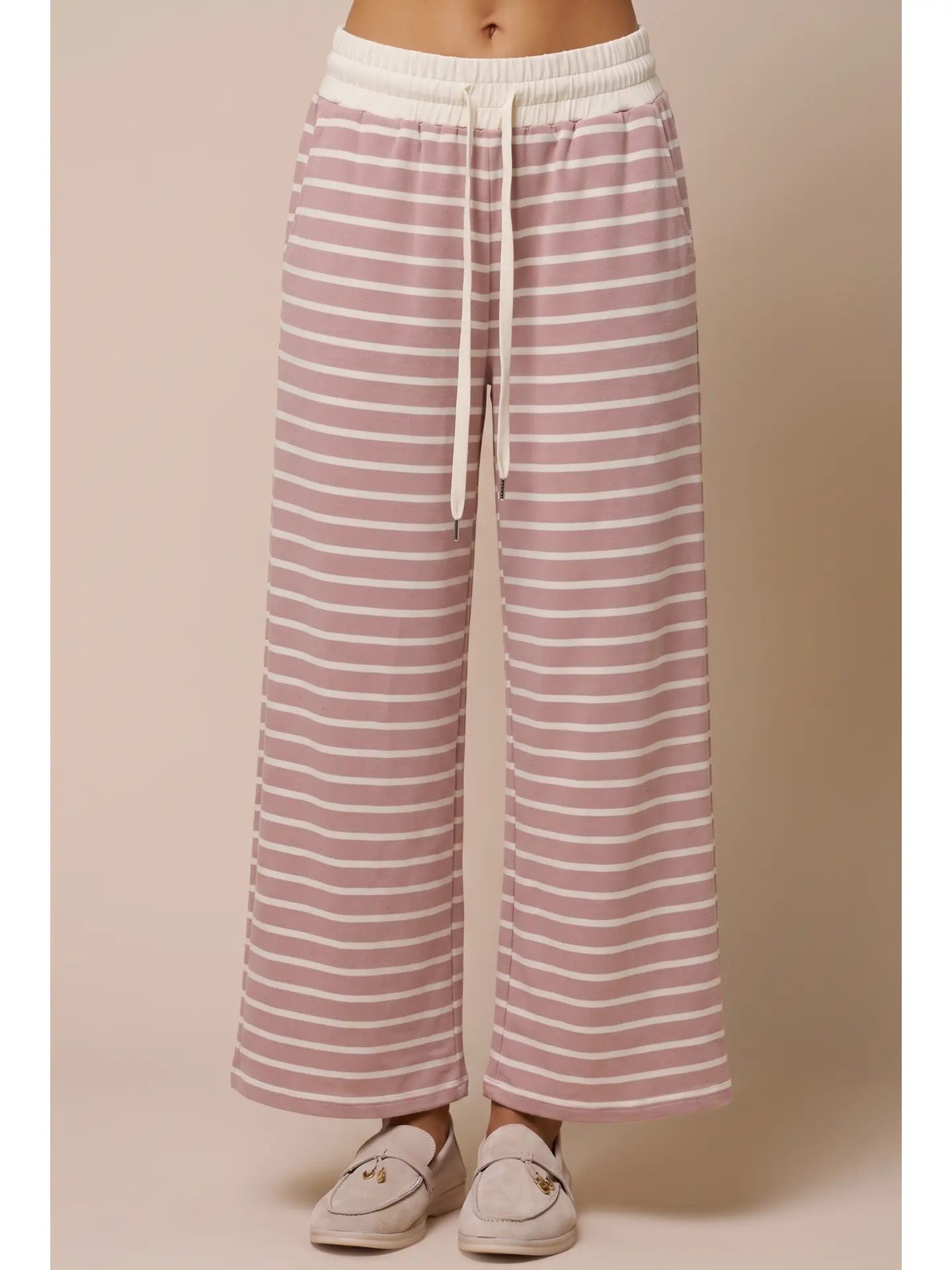 Stripe Knit Pants | Mauve & Ivory