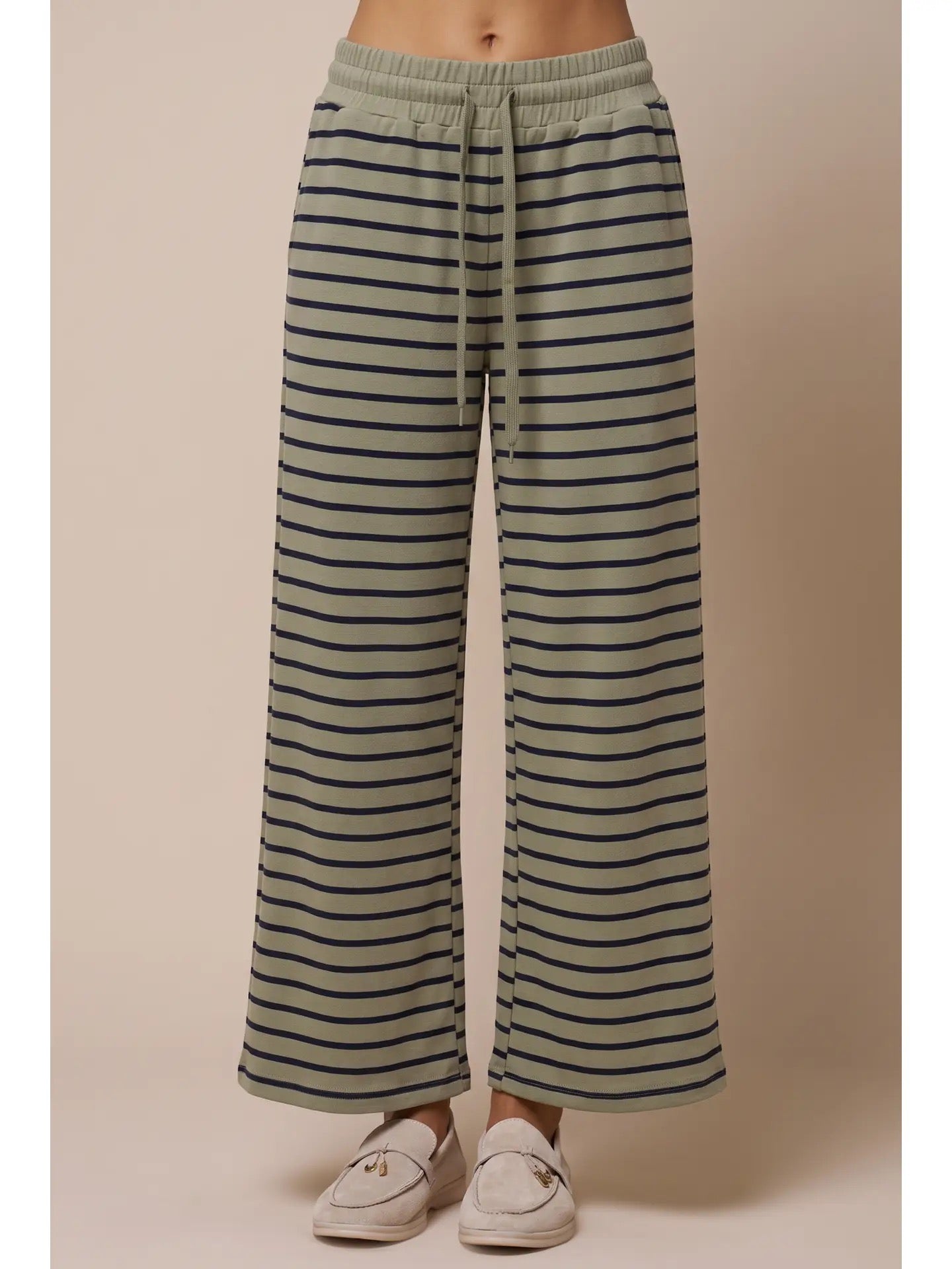 Stripe Knit Pants | Olive & Navy