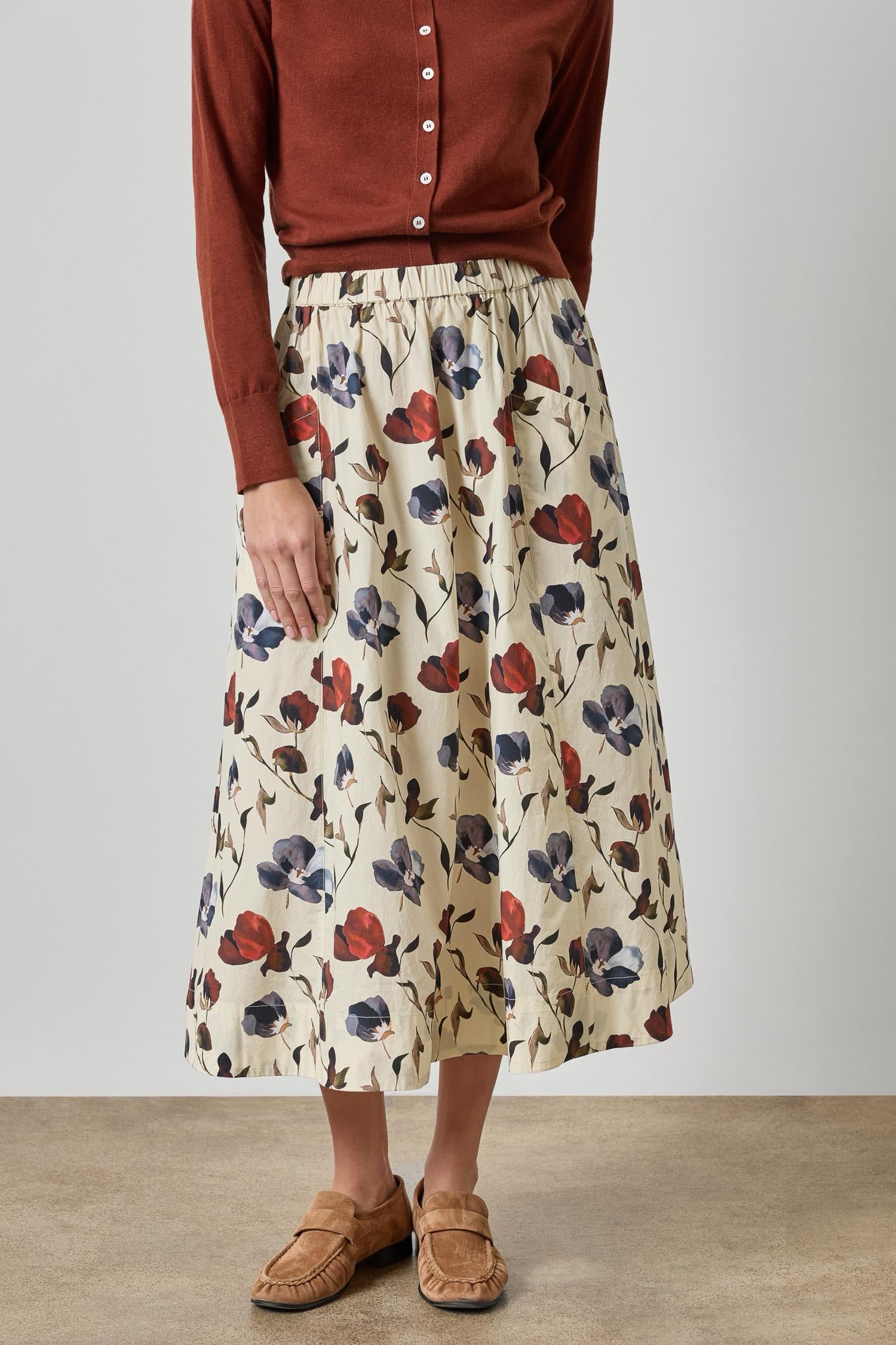 Floral Skirt | Blue Poppy Print