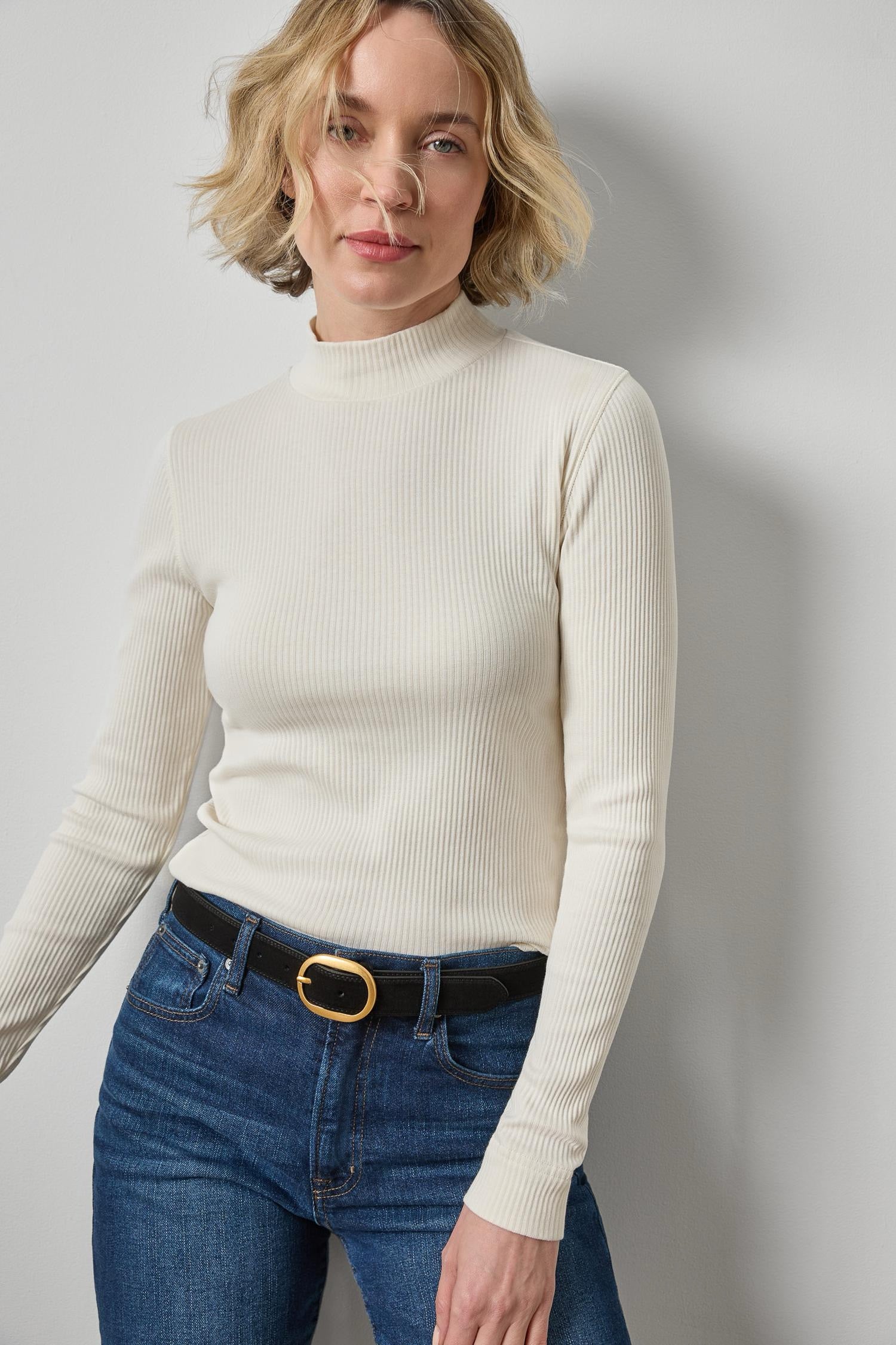 Ribbed Long Sleeve Mock Neck | Rope