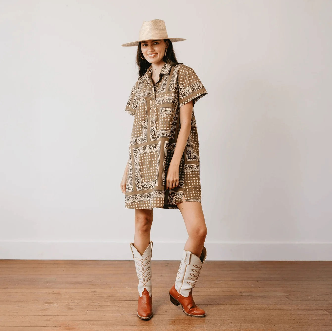 Olive Bandana Getaway Mini Dress