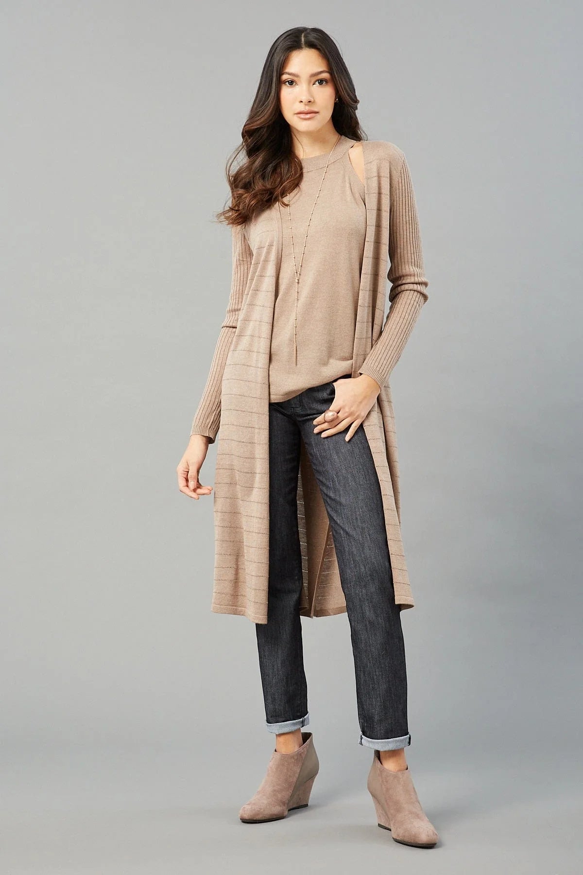 Ribbed Knit Duster