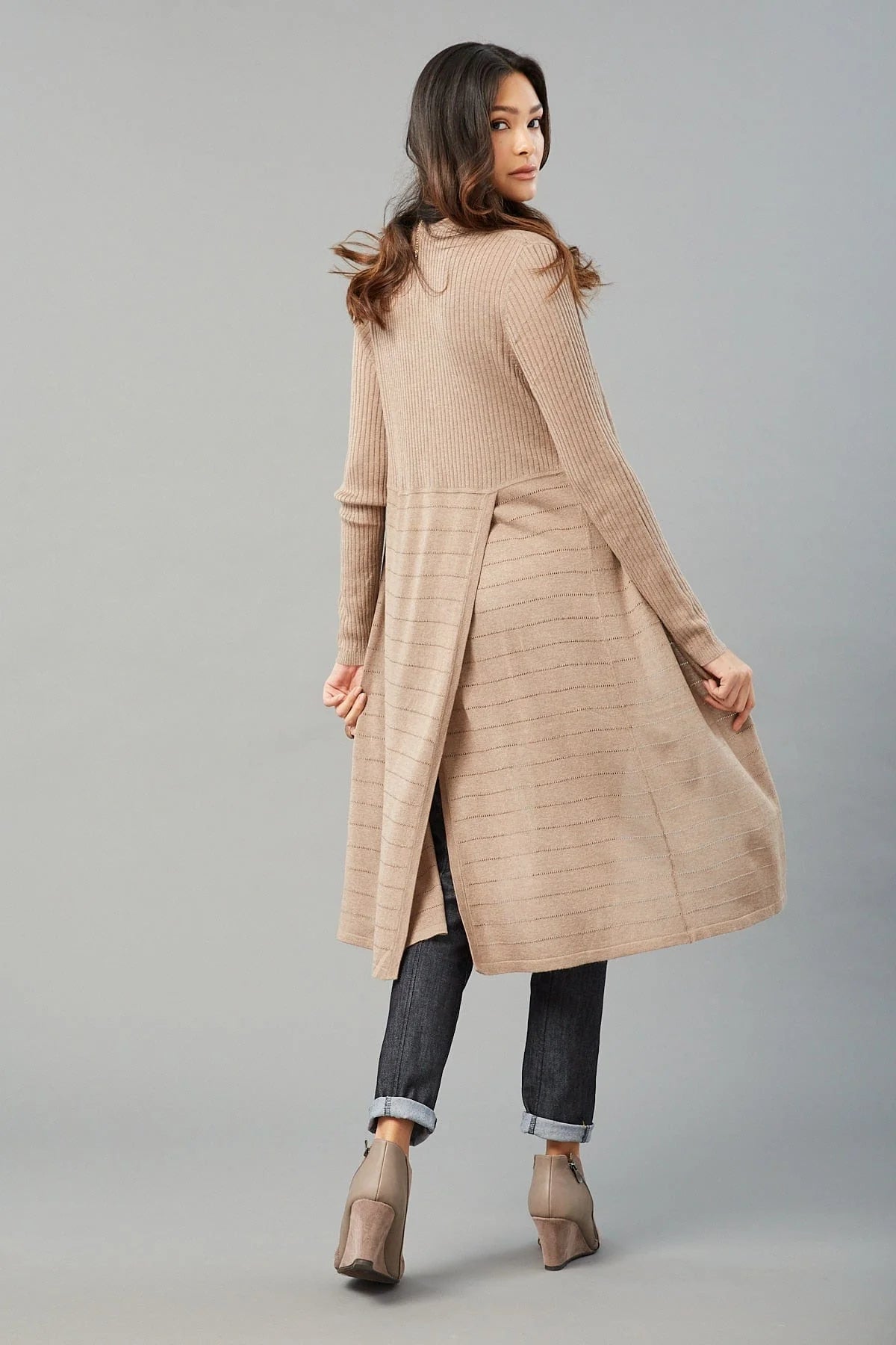Ribbed Knit Duster