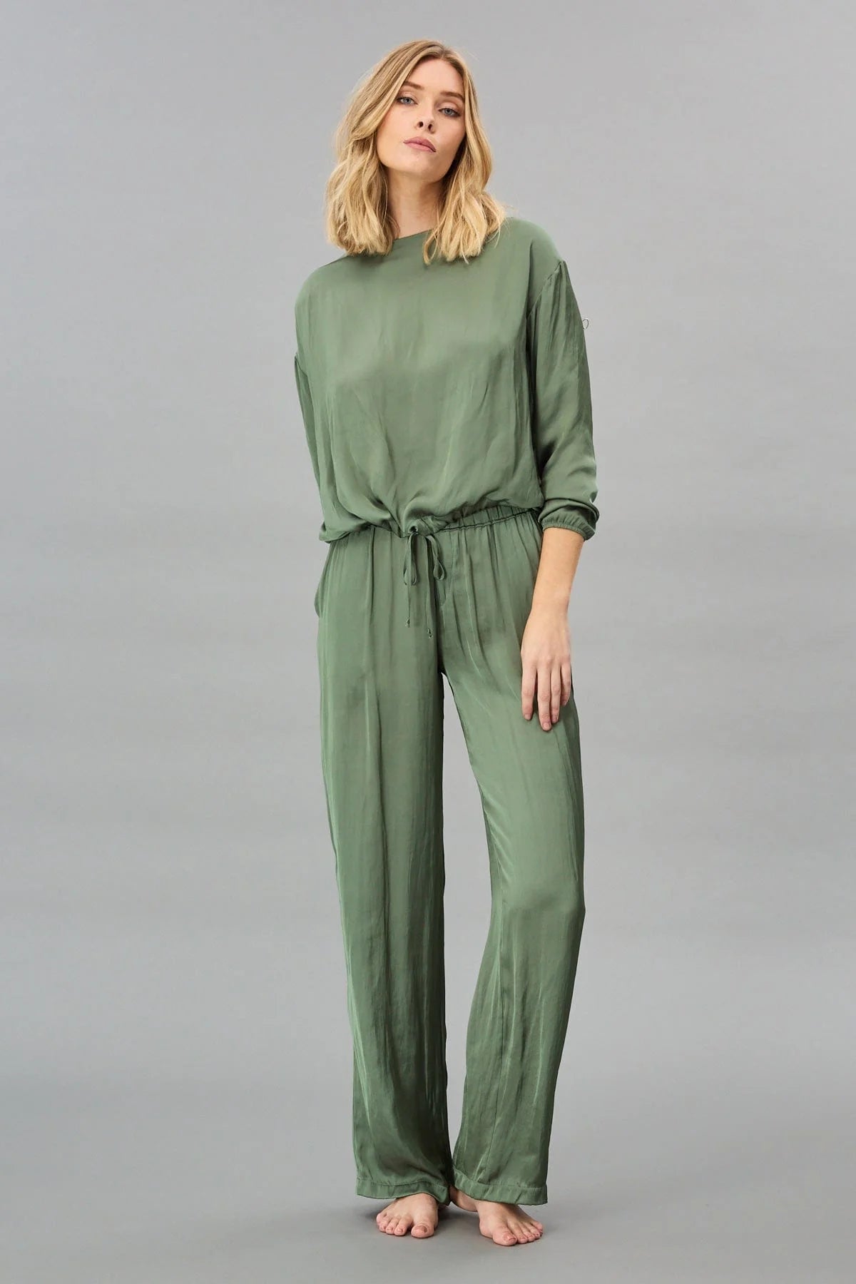 Vintage Satin Tie Waist Top