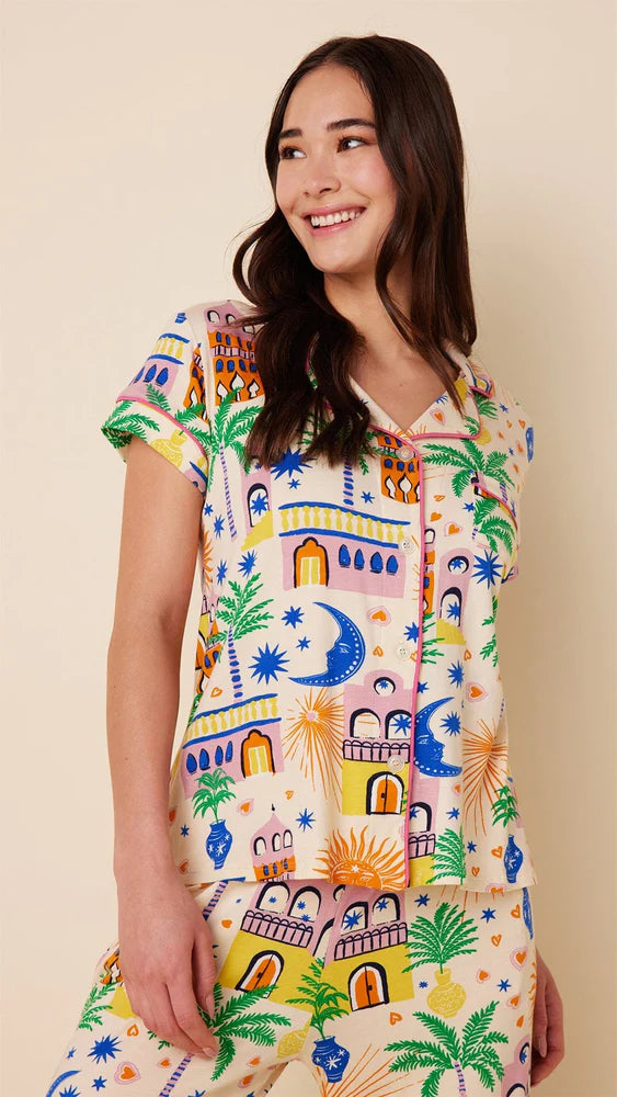 Pima Knit Capri Pajama Set - Moroccan Magic