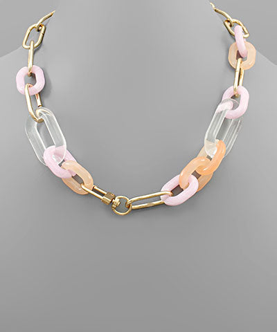 Acrylic & Metal Chain Necklace