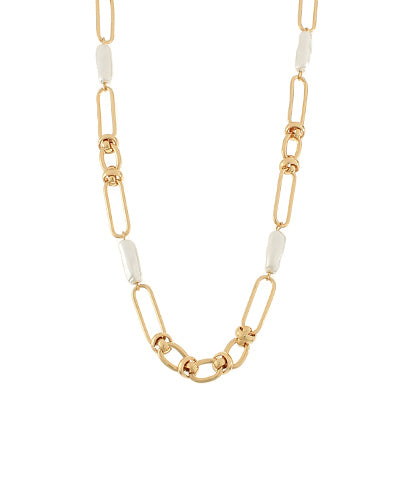 Linked Chain & Baroque Pearl Necklace