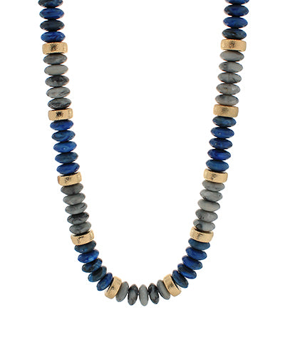 Wide Stone Necklace Gray/Gold