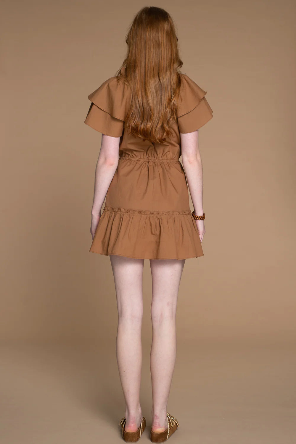Tinsley Ruffle Dress - Penny Brown